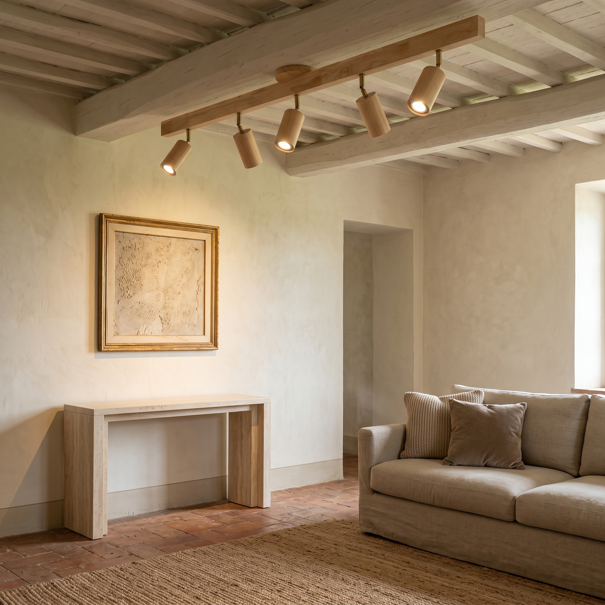 Wood Ceiling Spotlight Bar in an elegant Italian interior
