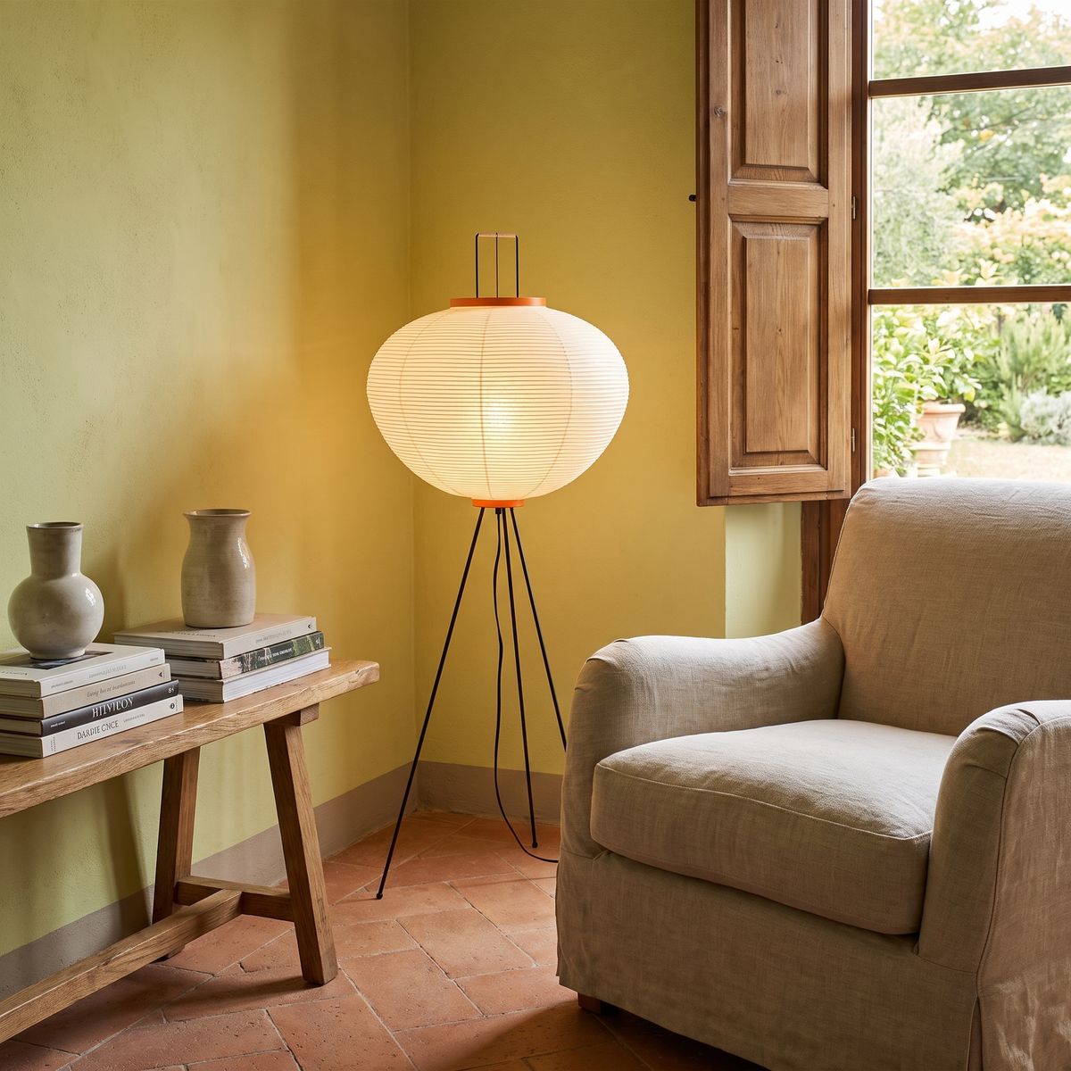 Rice Paper Lantern Floor Lamp in an elegant Italian interior