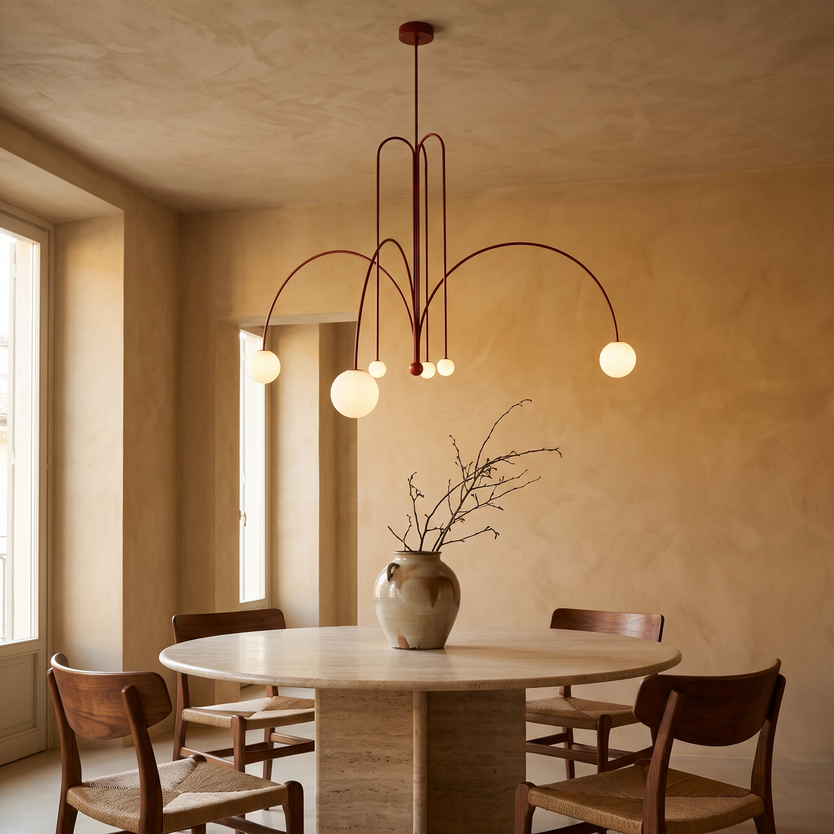 Modern Glass Ball Chandelier in an elegant Italian interior
