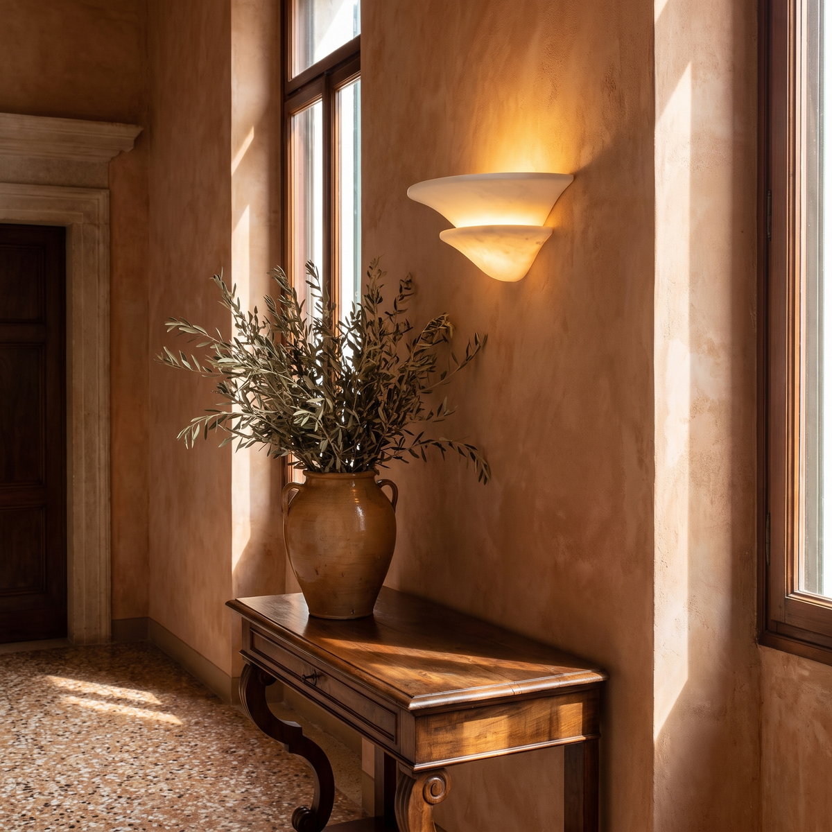 Cut Alabaster Wall Light in an elegant Italian interior