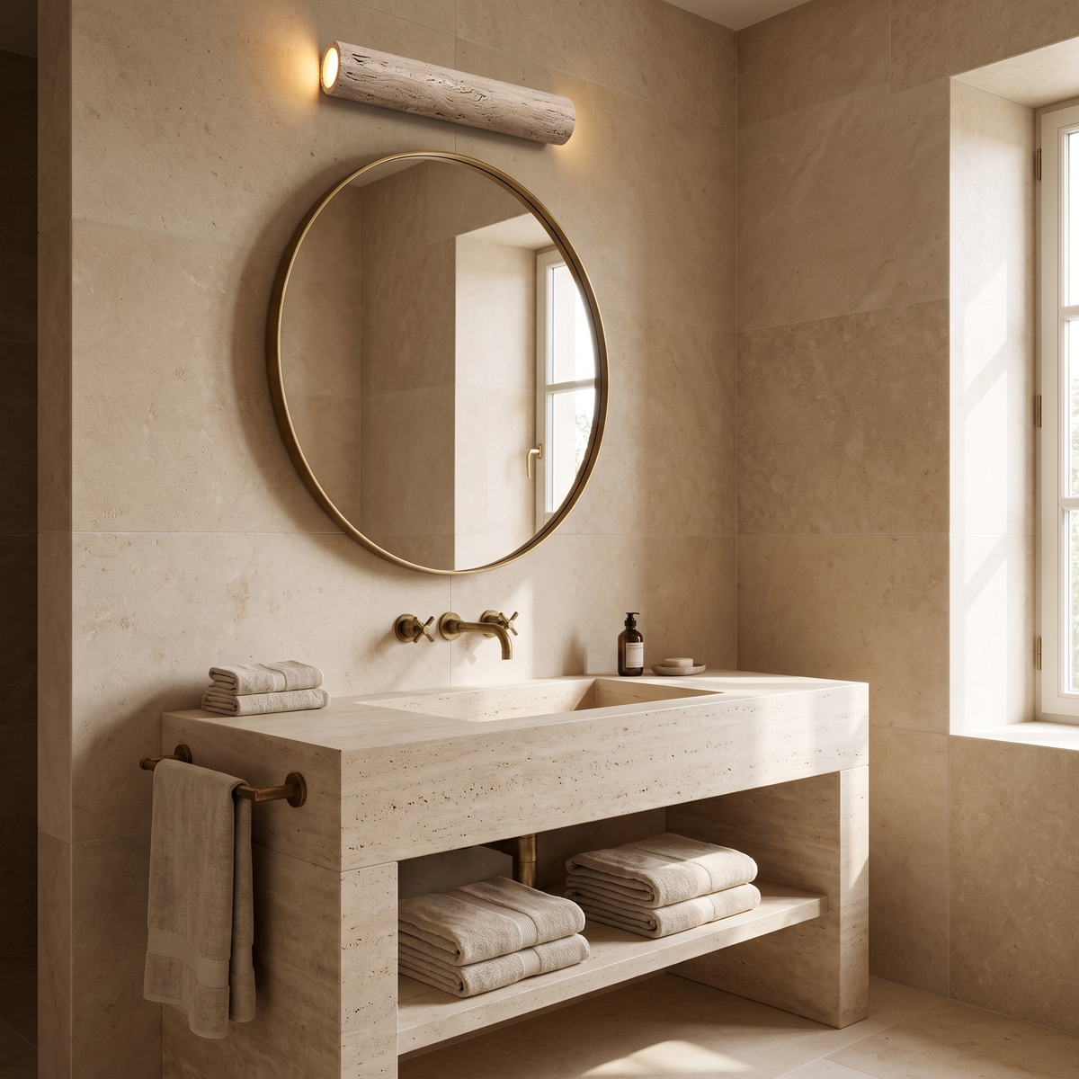 Travertine Bar Wall Light in an elegant Italian interior