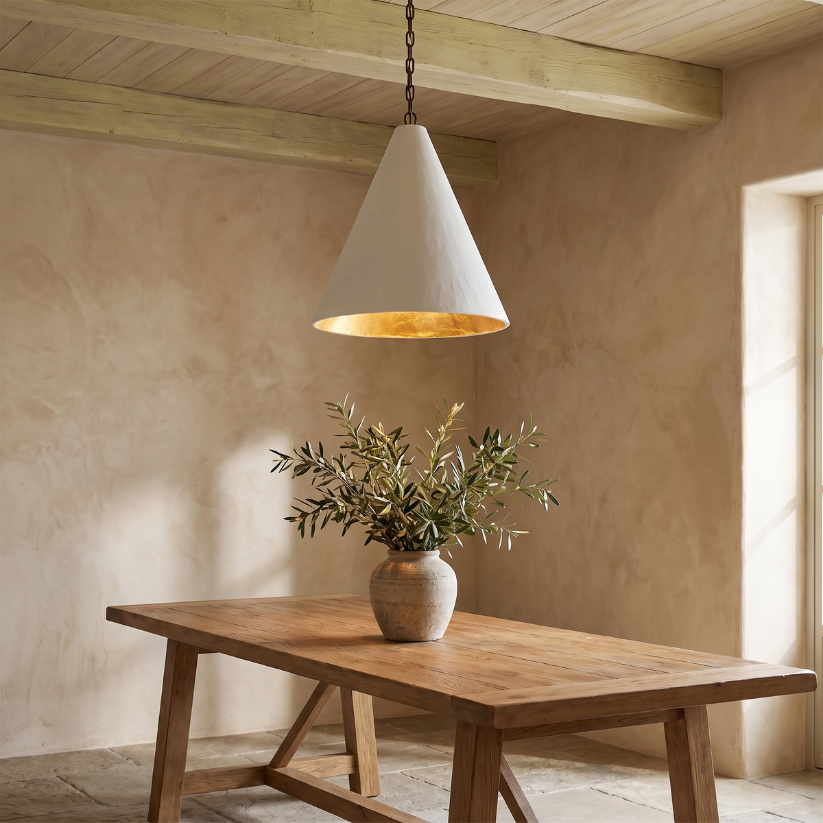 Plaster Trumpet Pendant Light in an elegant Italian interior