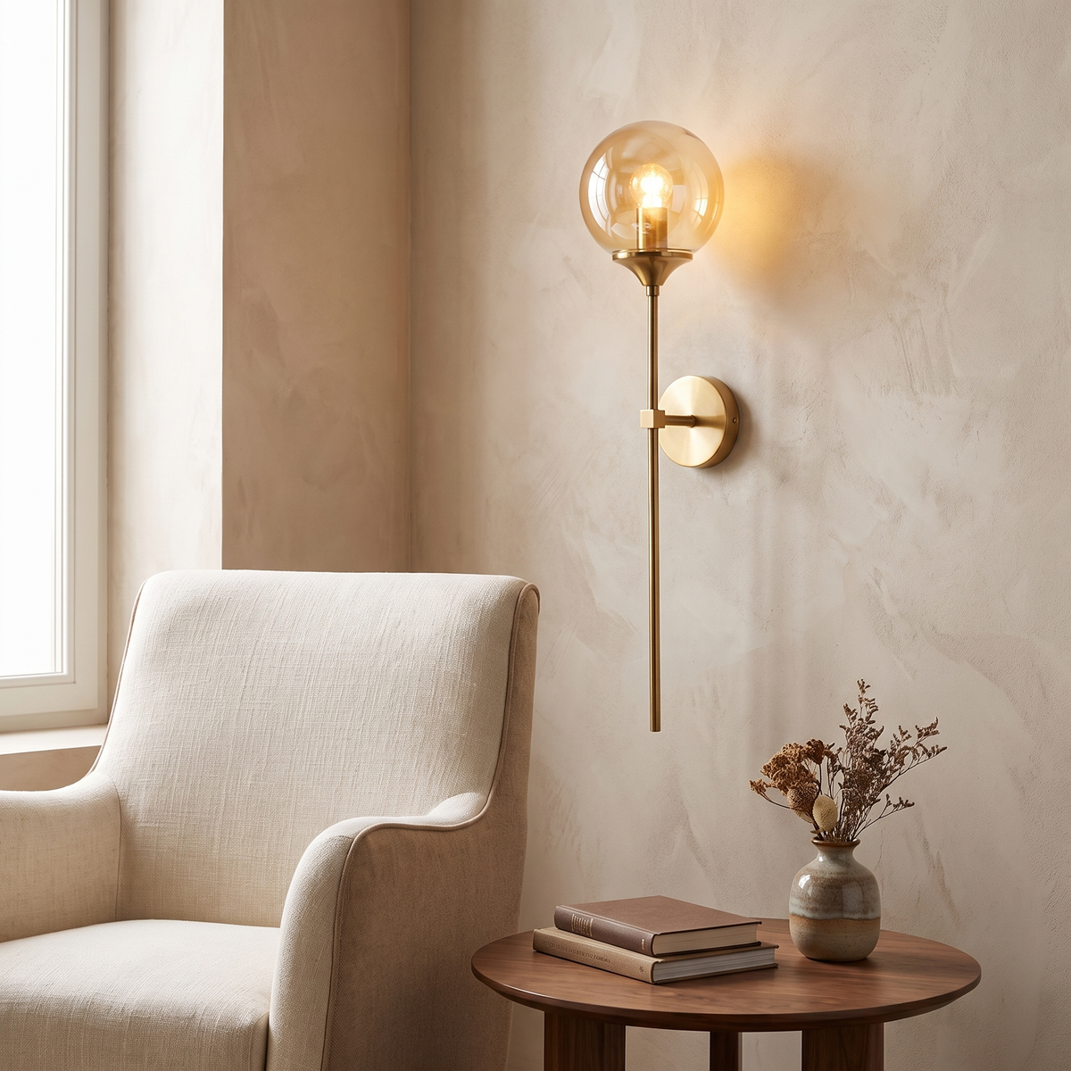 Gold Glass Wall Sconce in an elegant Italian interior