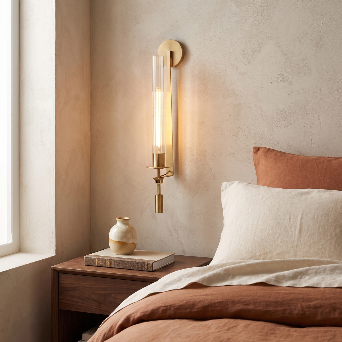 Minimalist Bedside Wall Sconce in an elegant Italian interior