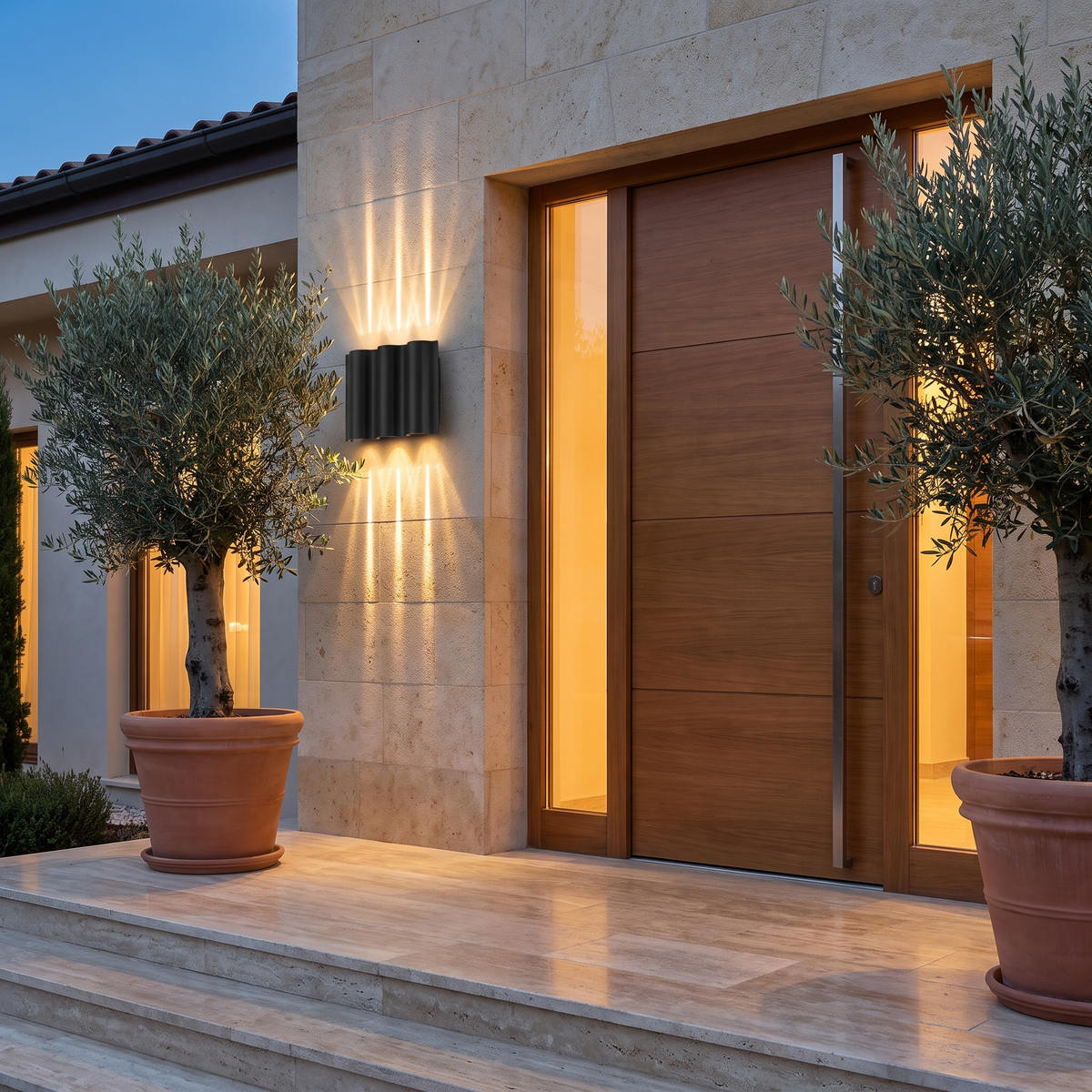 Black Outdoor LED Wall Light in an elegant Italian setting