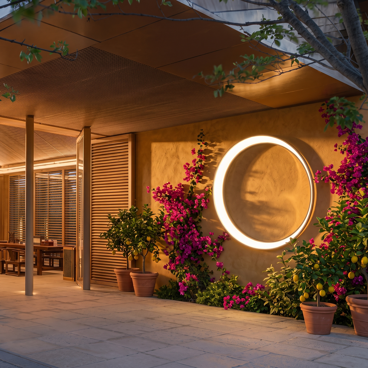 Outdoor Moon Wall Light in an elegant Italian setting