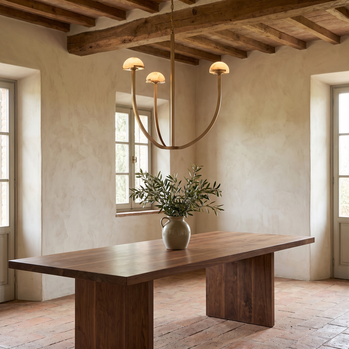 Tiered Alabaster Chandelier in an elegant Italian setting