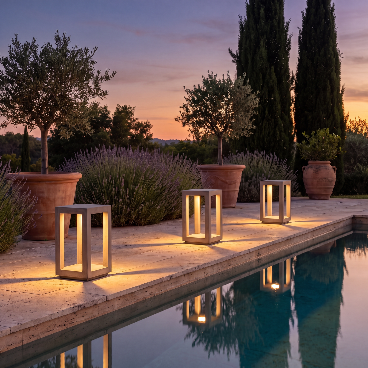 Concrete Pillar Light in an elegant Italian setting