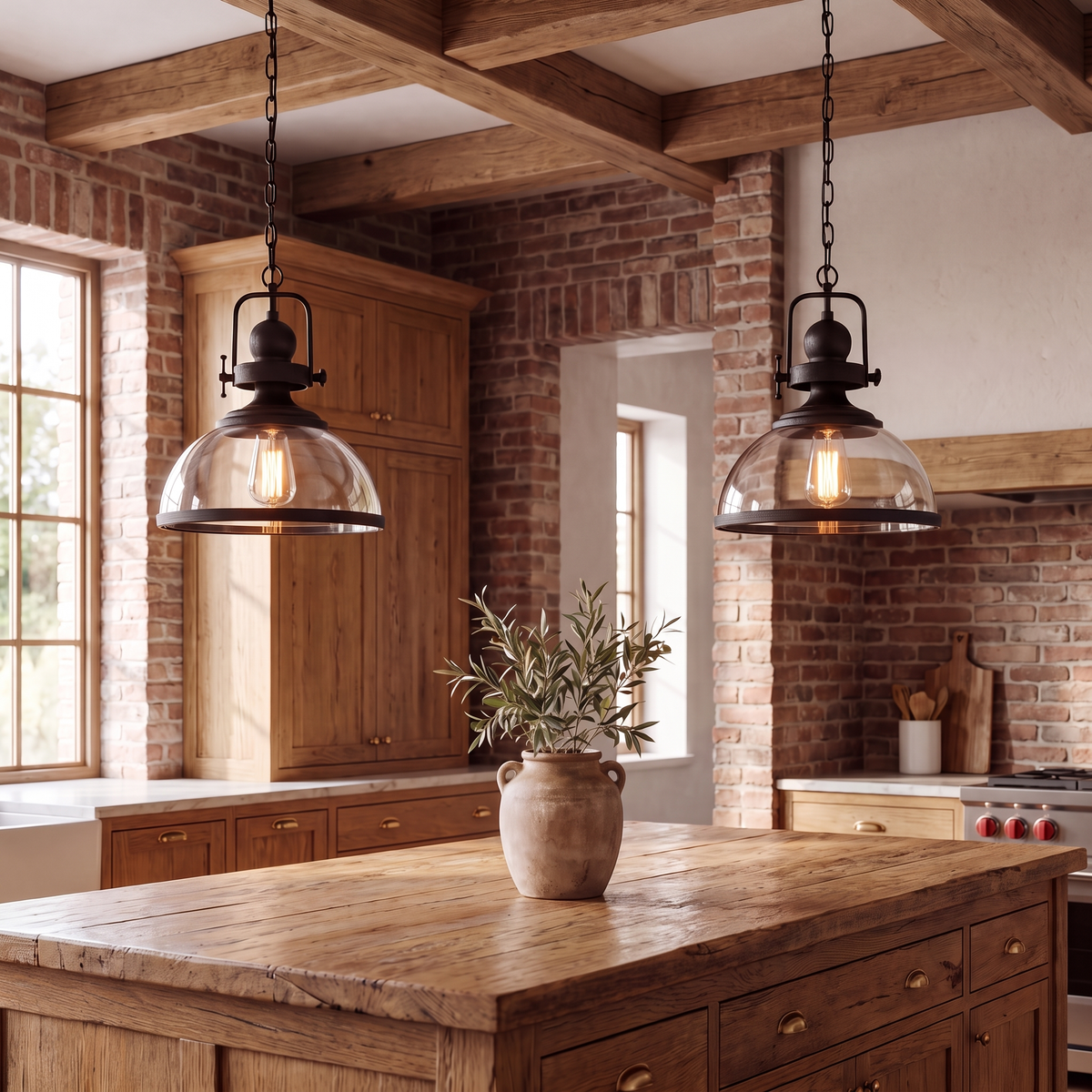 Clear Glass Bowl Pendant in an elegant Italian setting