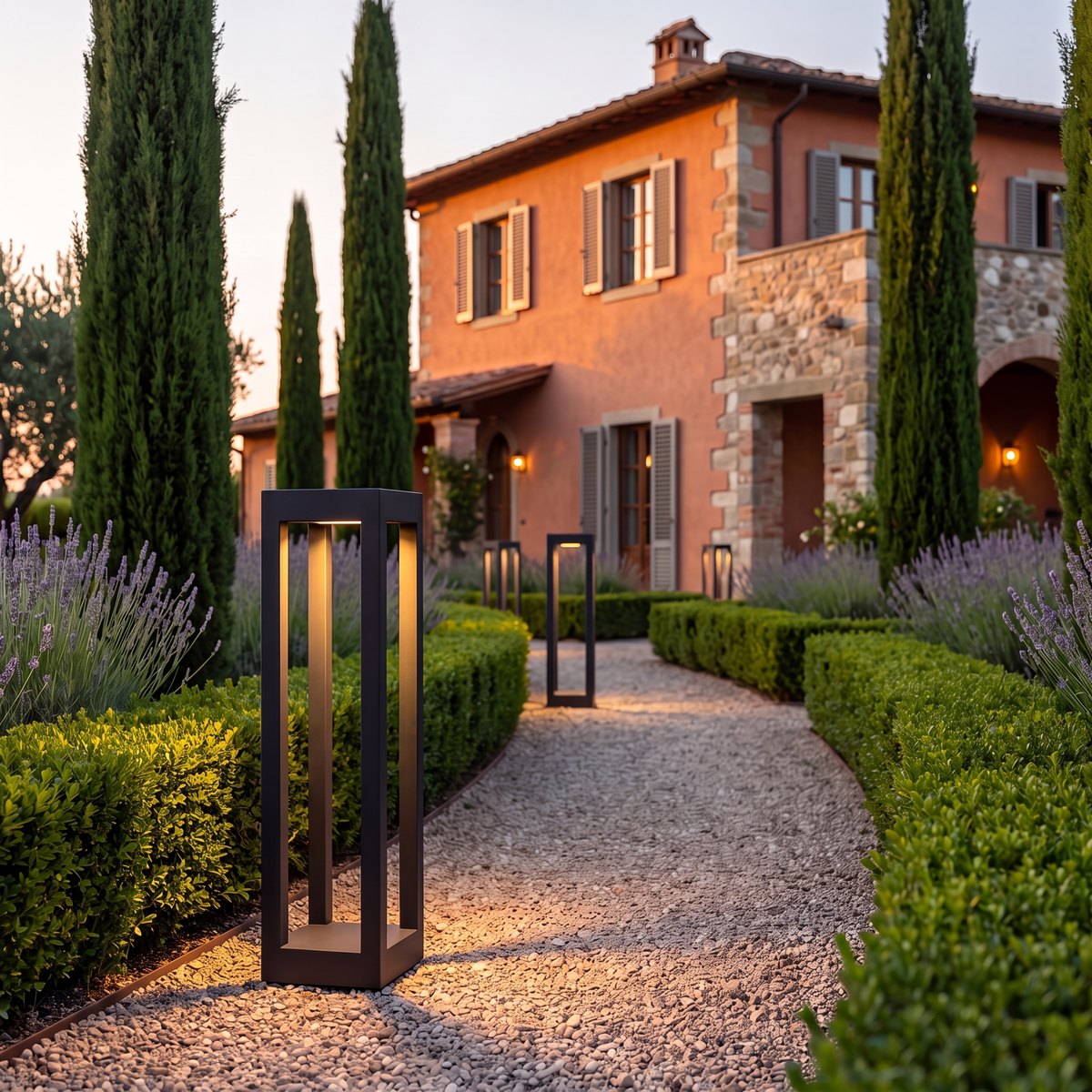 LED Bollard Garden Light in an elegant Italian setting