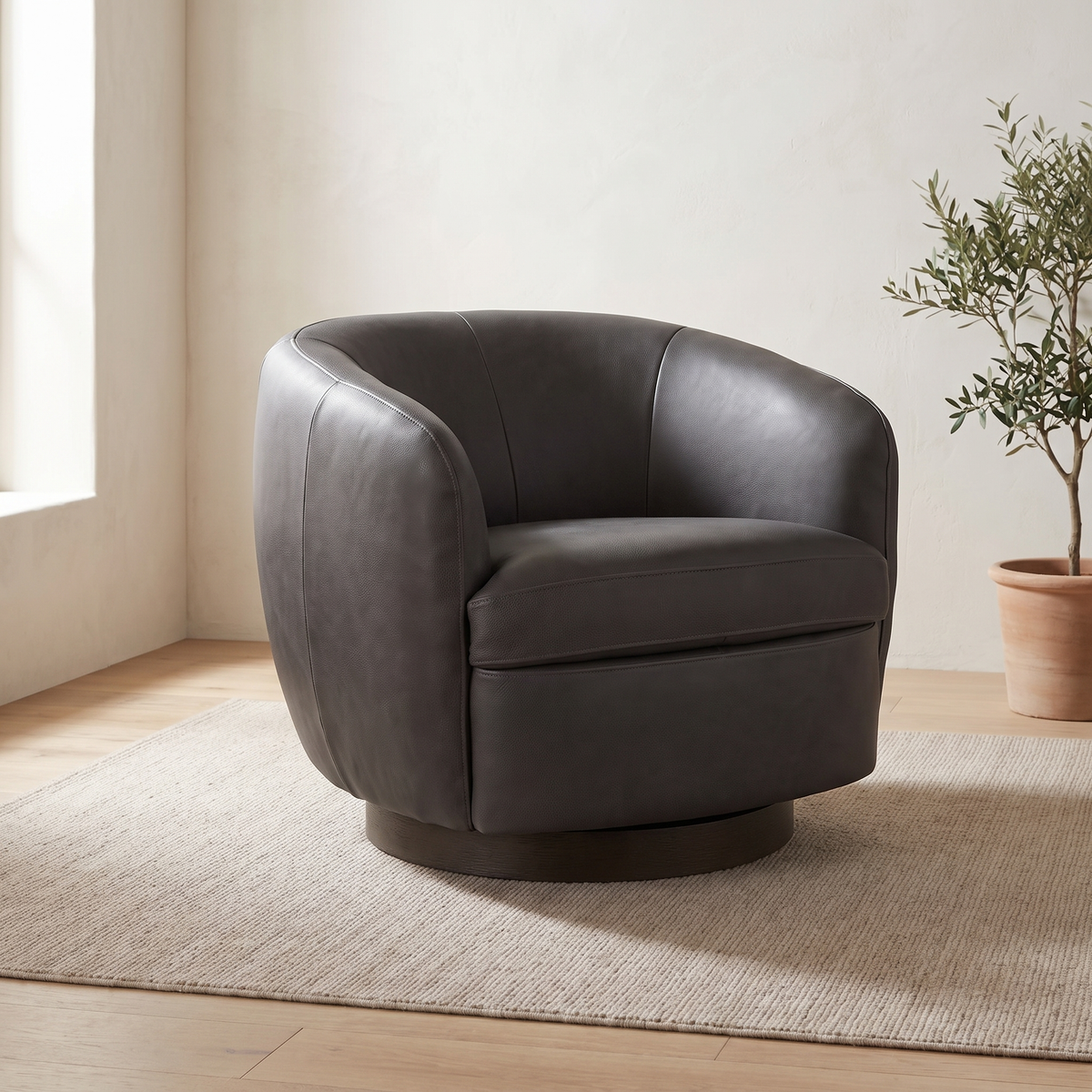 Leather Swivel Accent Chair in a warm Italian interior