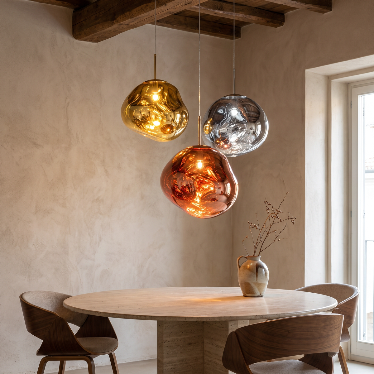 Molten Pendant Light in a warm Italian interior