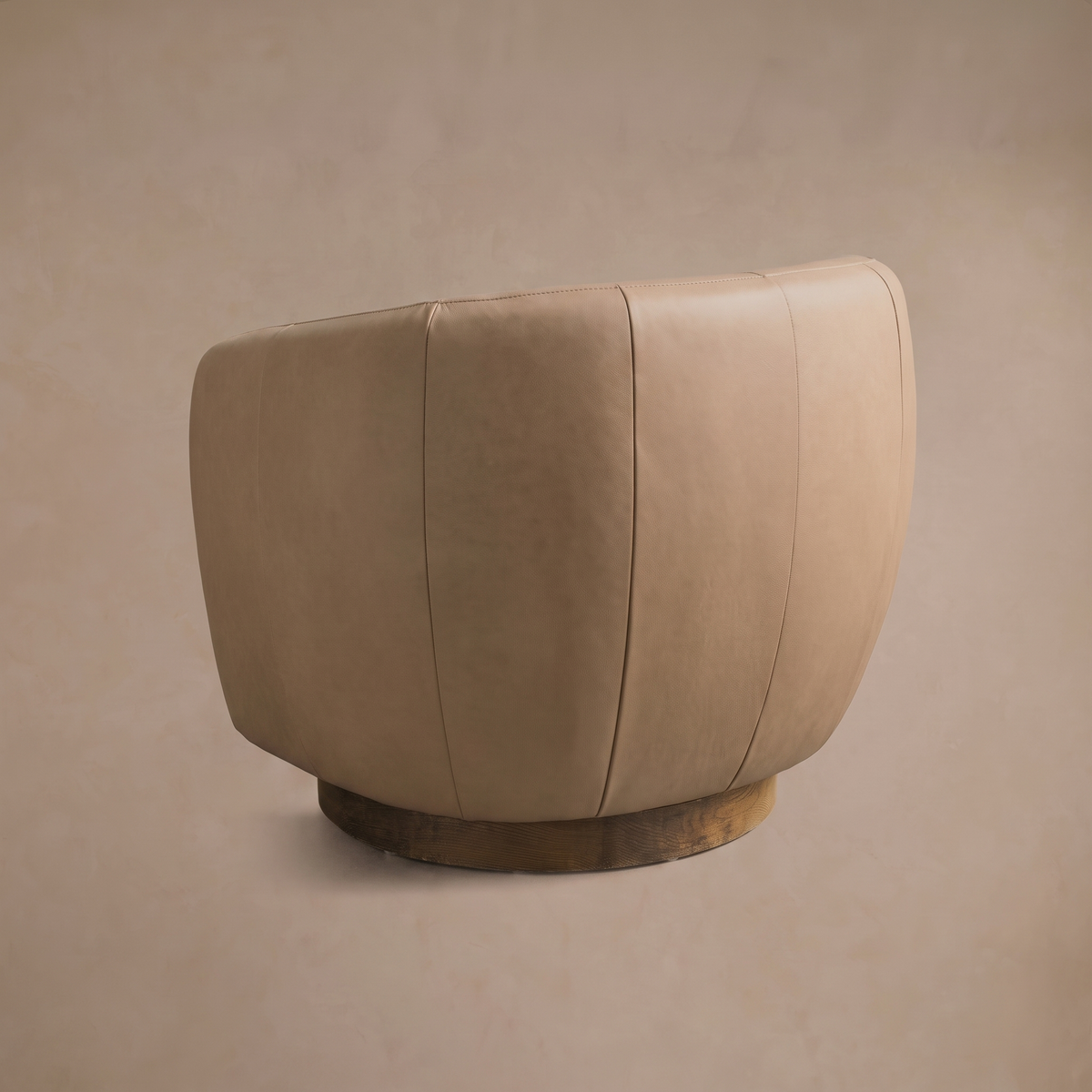 Leather Swivel Accent Chair in Dante Taupe/Mocha