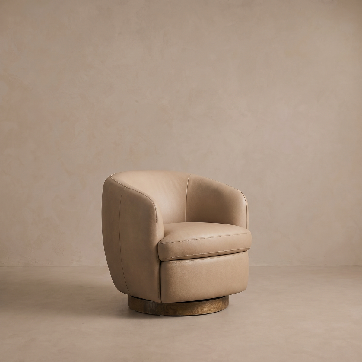 Leather Swivel Accent Chair in Dante Taupe/Mocha