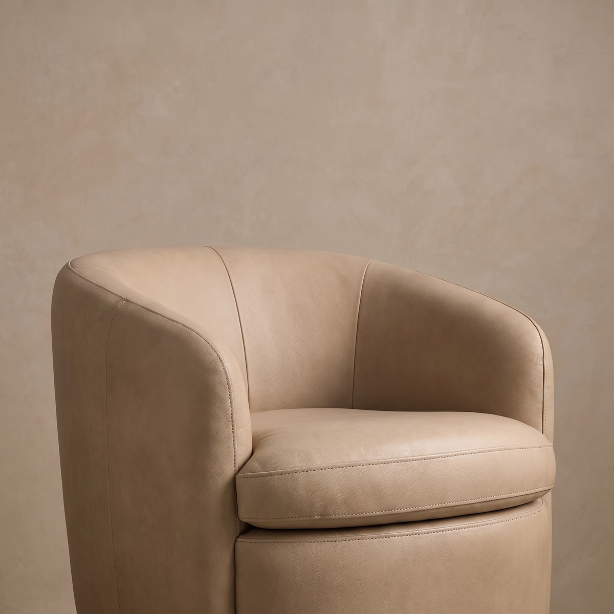 Leather Swivel Accent Chair in Dante Taupe/Mocha