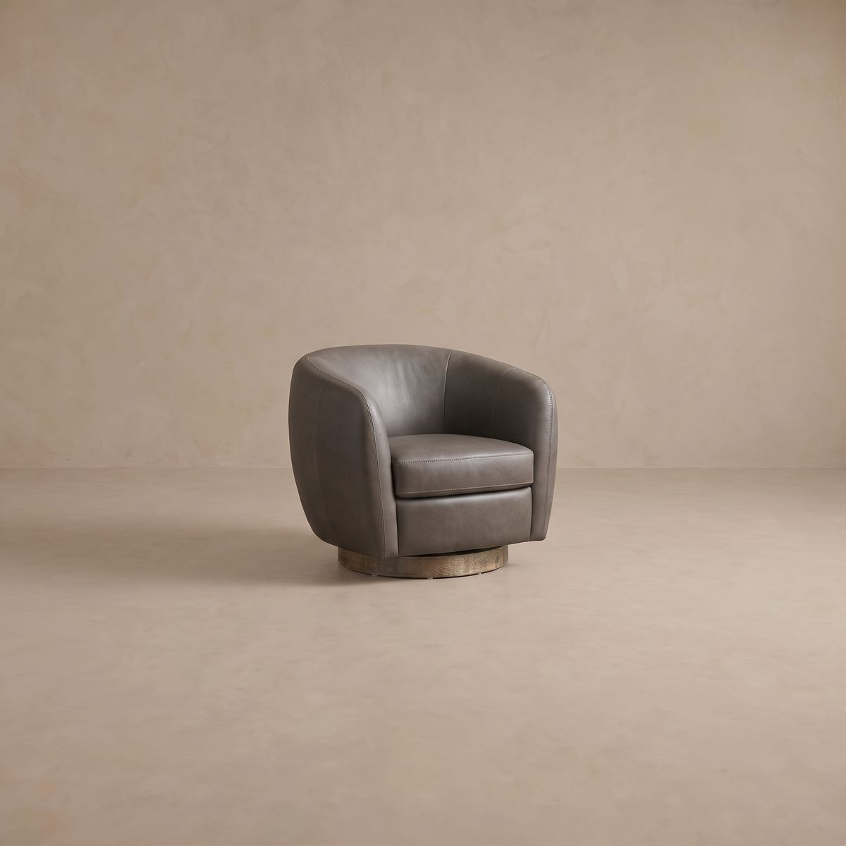 Leather Swivel Accent Chair in Dante Slate/Fawn