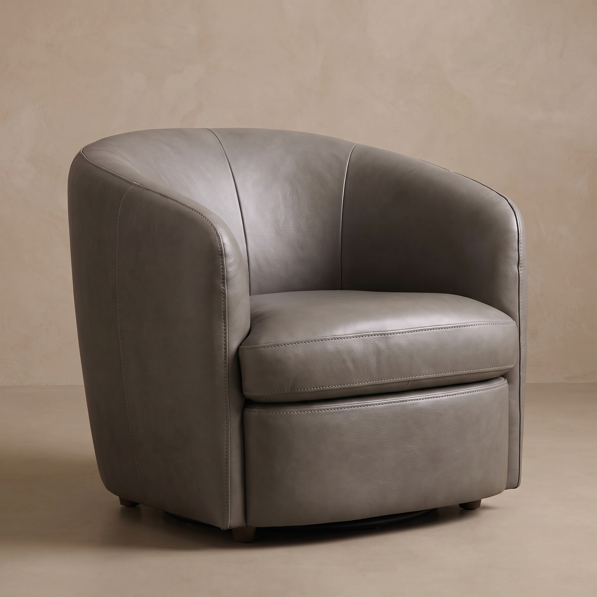 Leather Swivel Accent Chair in Dante Slate/Fawn