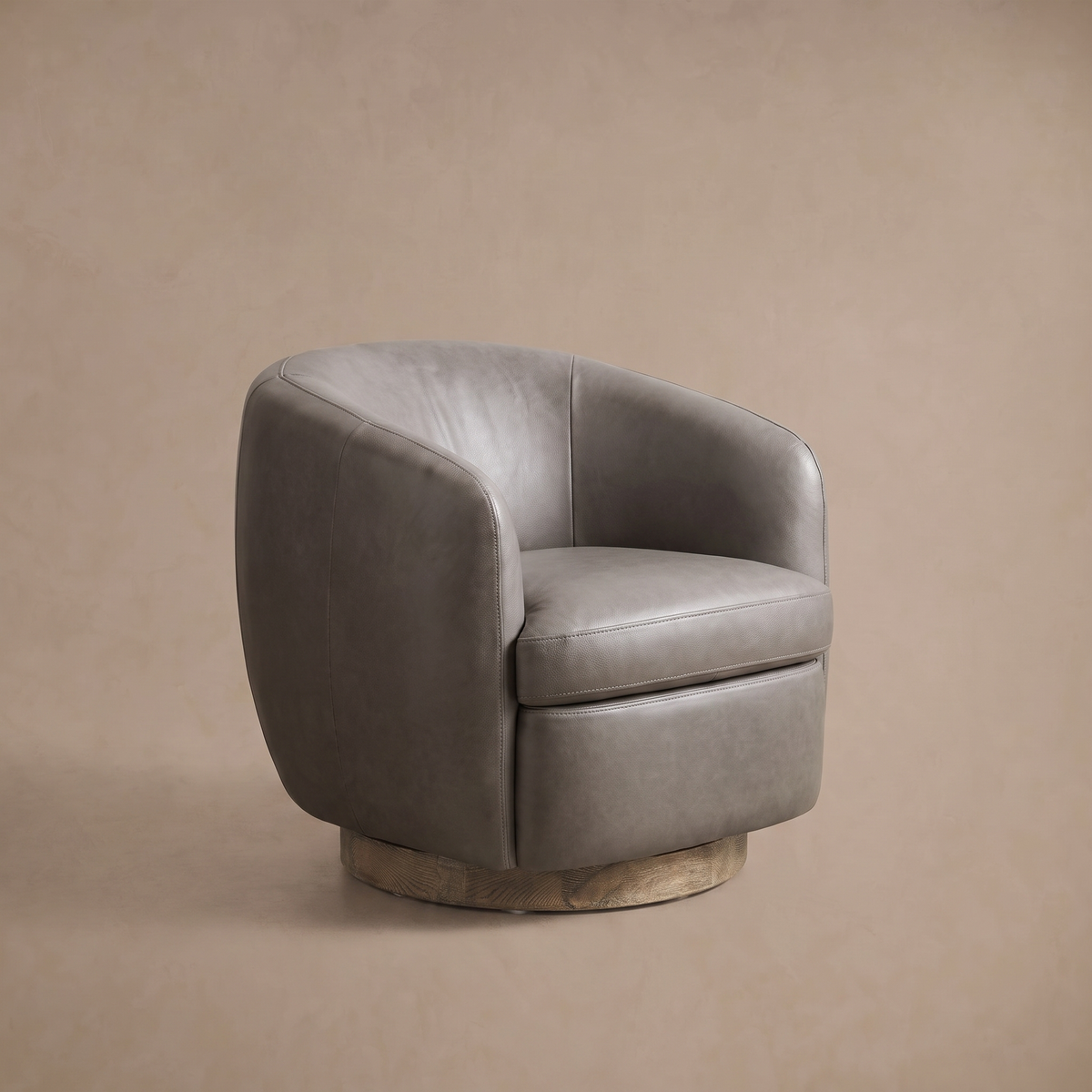 Leather Swivel Accent Chair in Dante Slate/Fawn