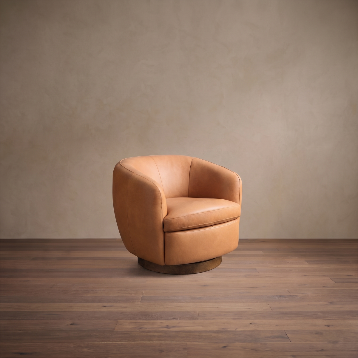Leather Swivel Accent Chair in Dante Camel/Mocha