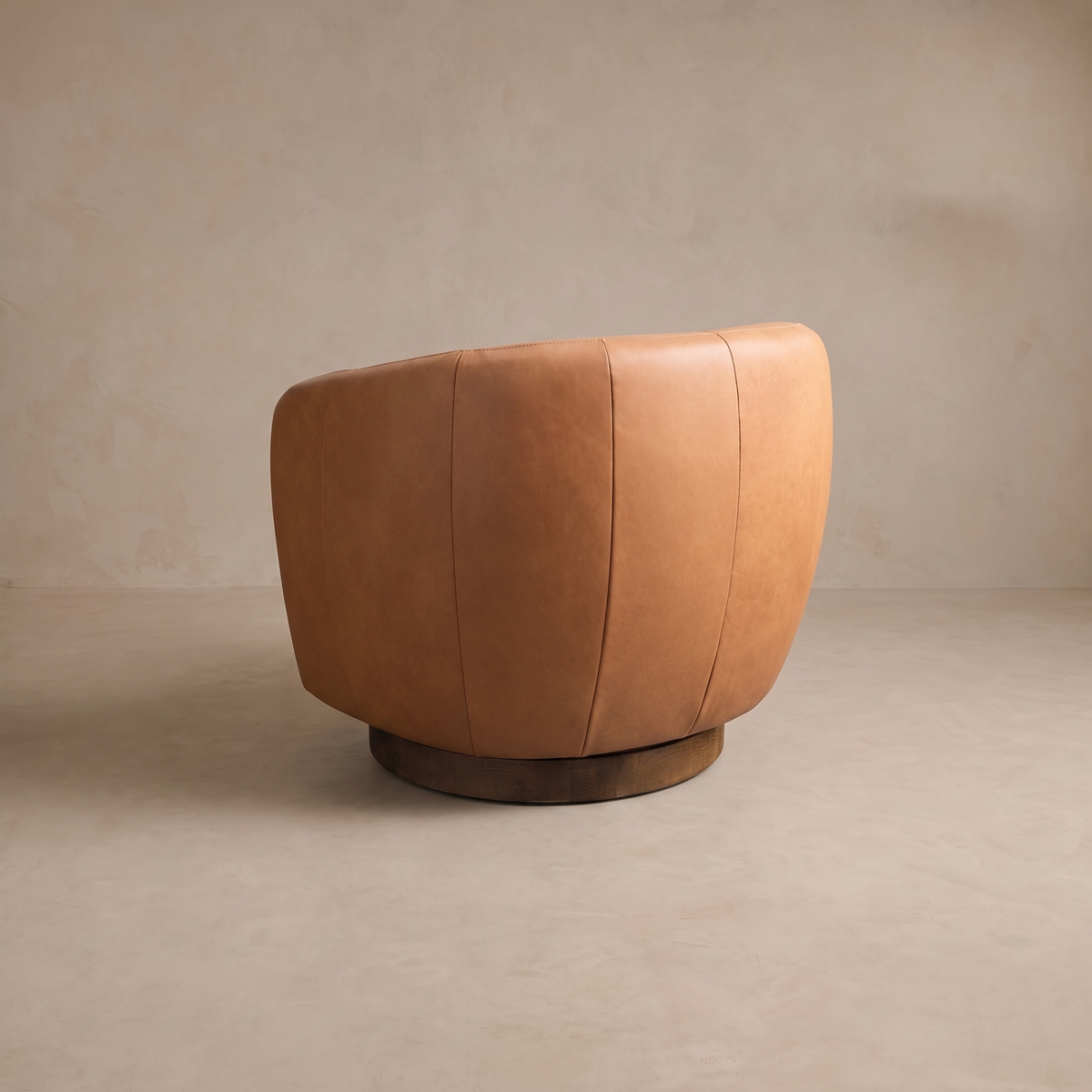 Leather Swivel Accent Chair in Dante Camel/Mocha