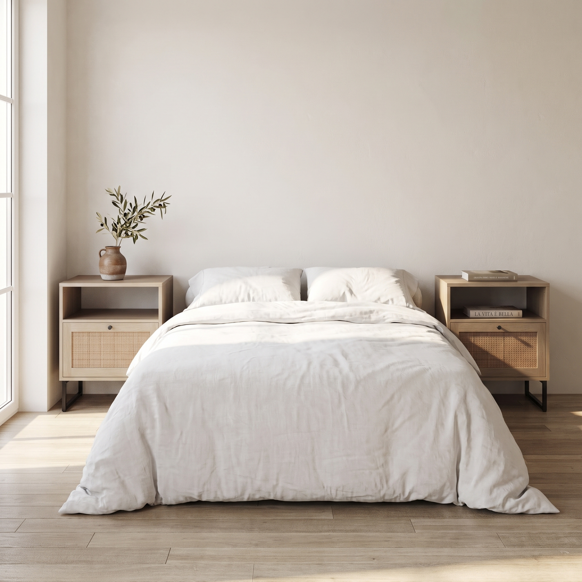 Cane Door Nightstand in a warm Italian interior