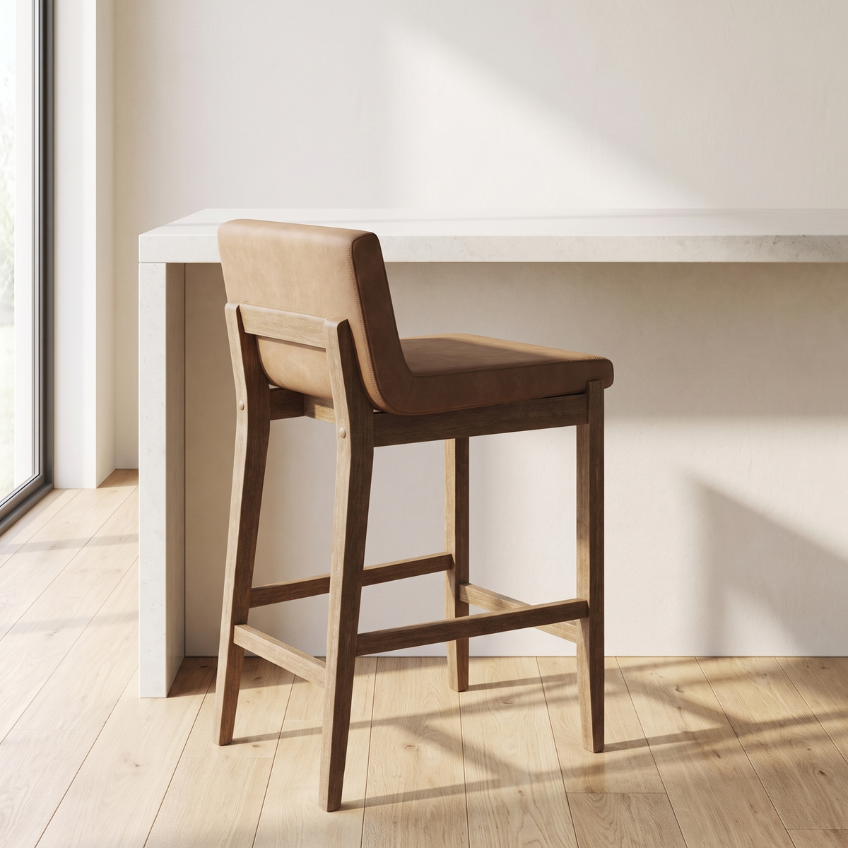 Faux Suede Counter Stool in a warm Italian interior
