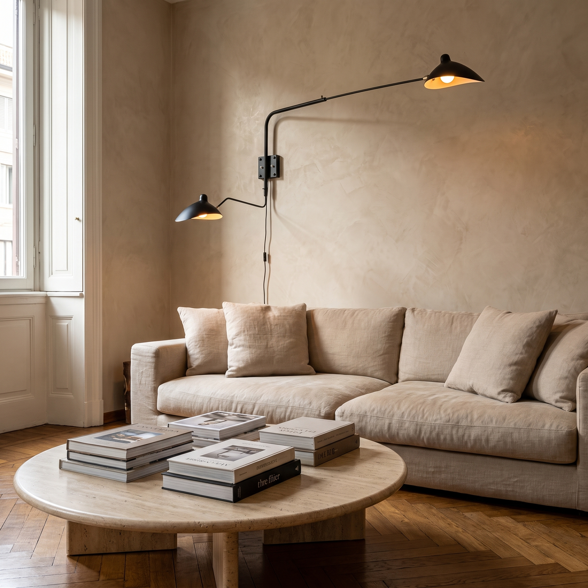 Long Arm Wall Sconce in a warm Italian interior