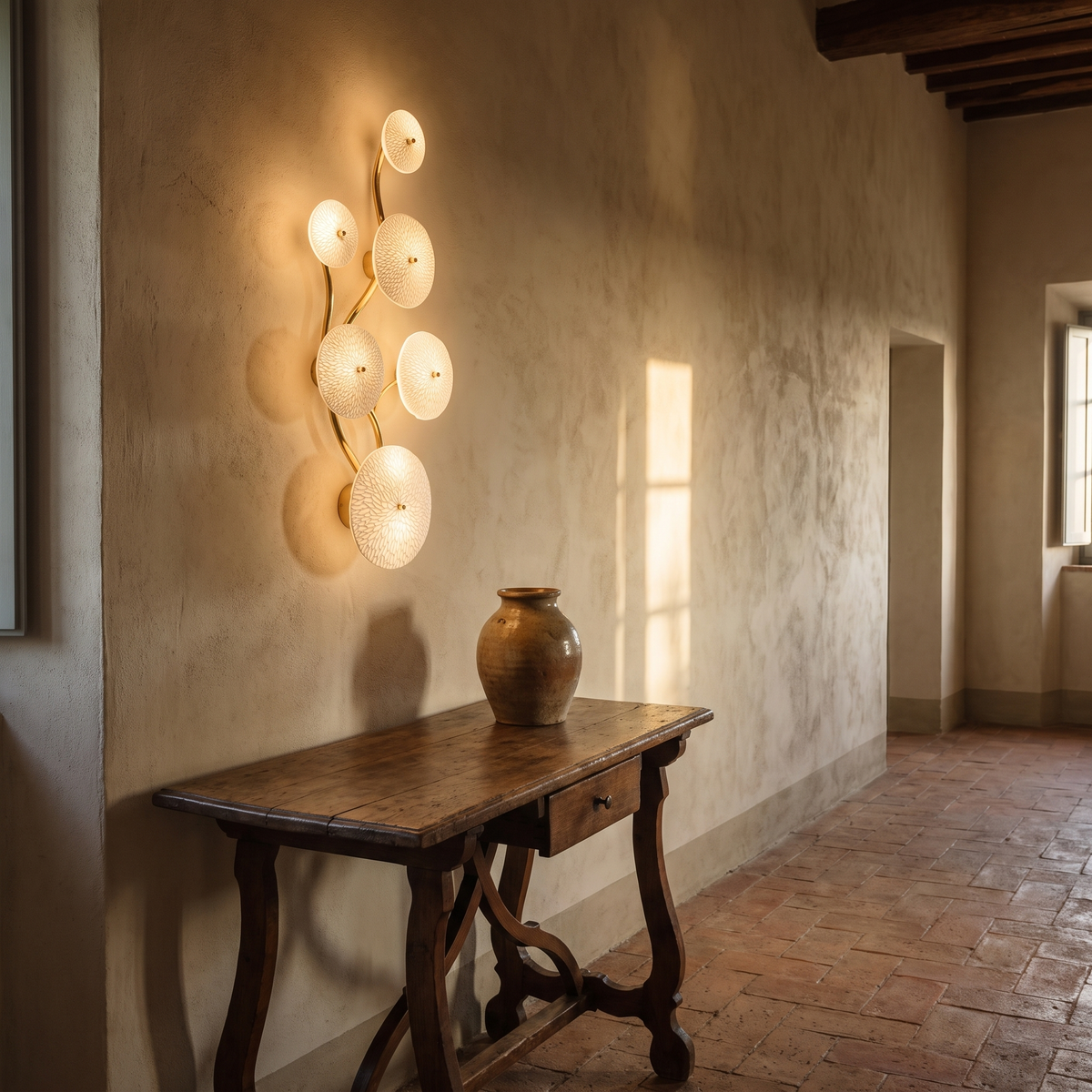 Lotus Ceramic Petal Wall Light in a warm Italian interior