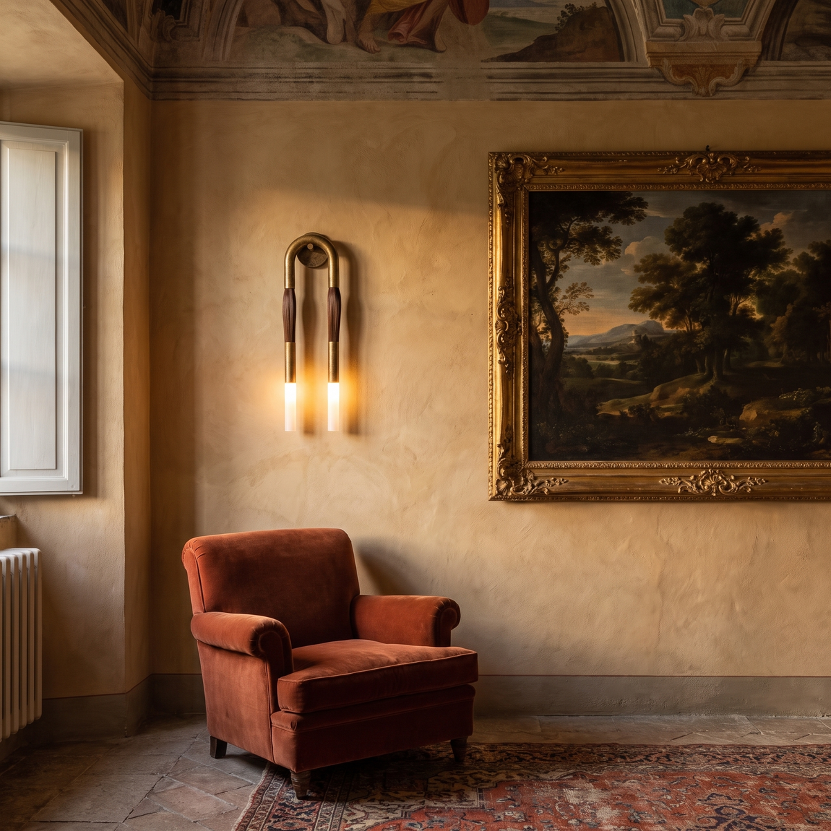 Faux Horsehair Wall Sconce in a warm Italian interior
