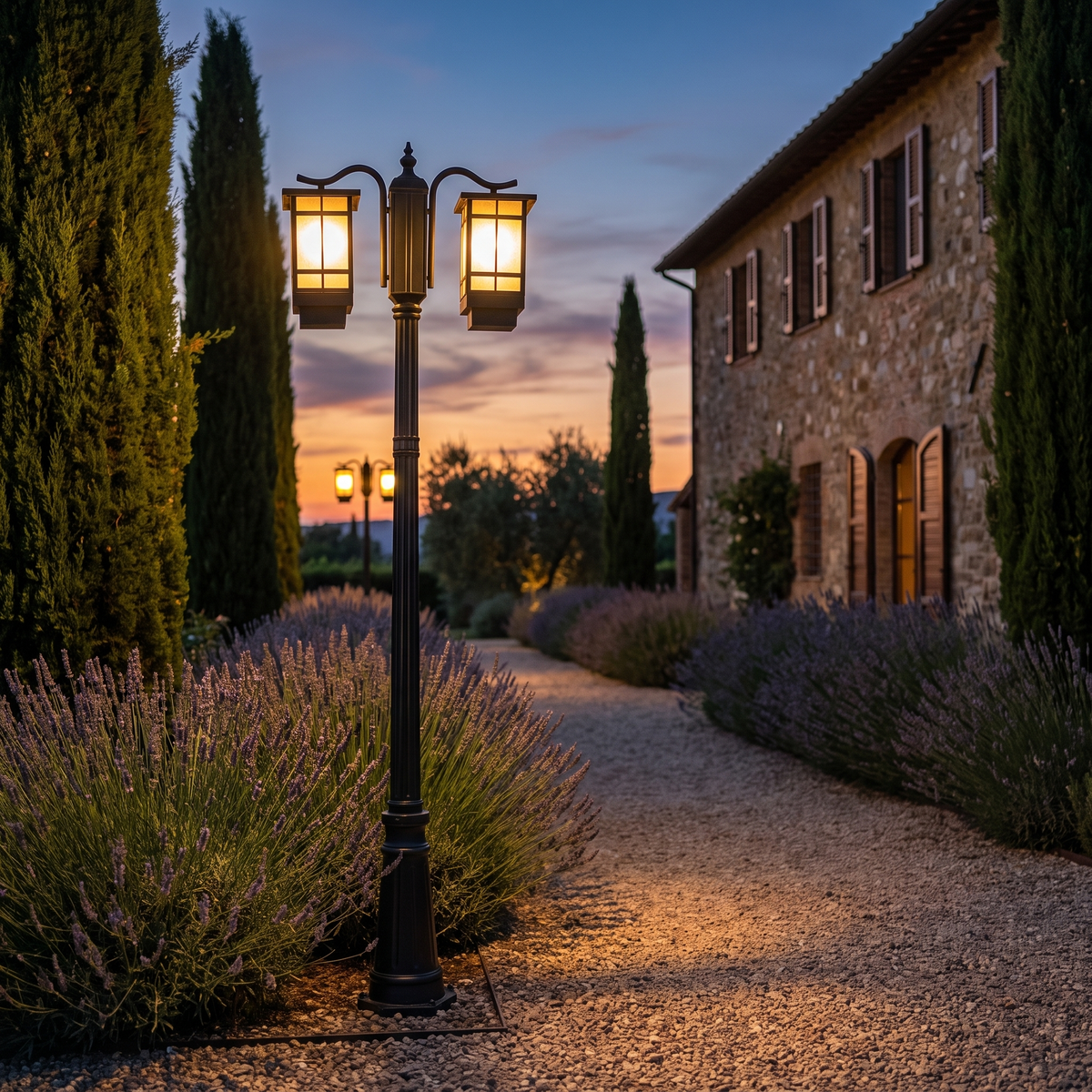 Modern Outdoor Lamp Post at an Italian villa