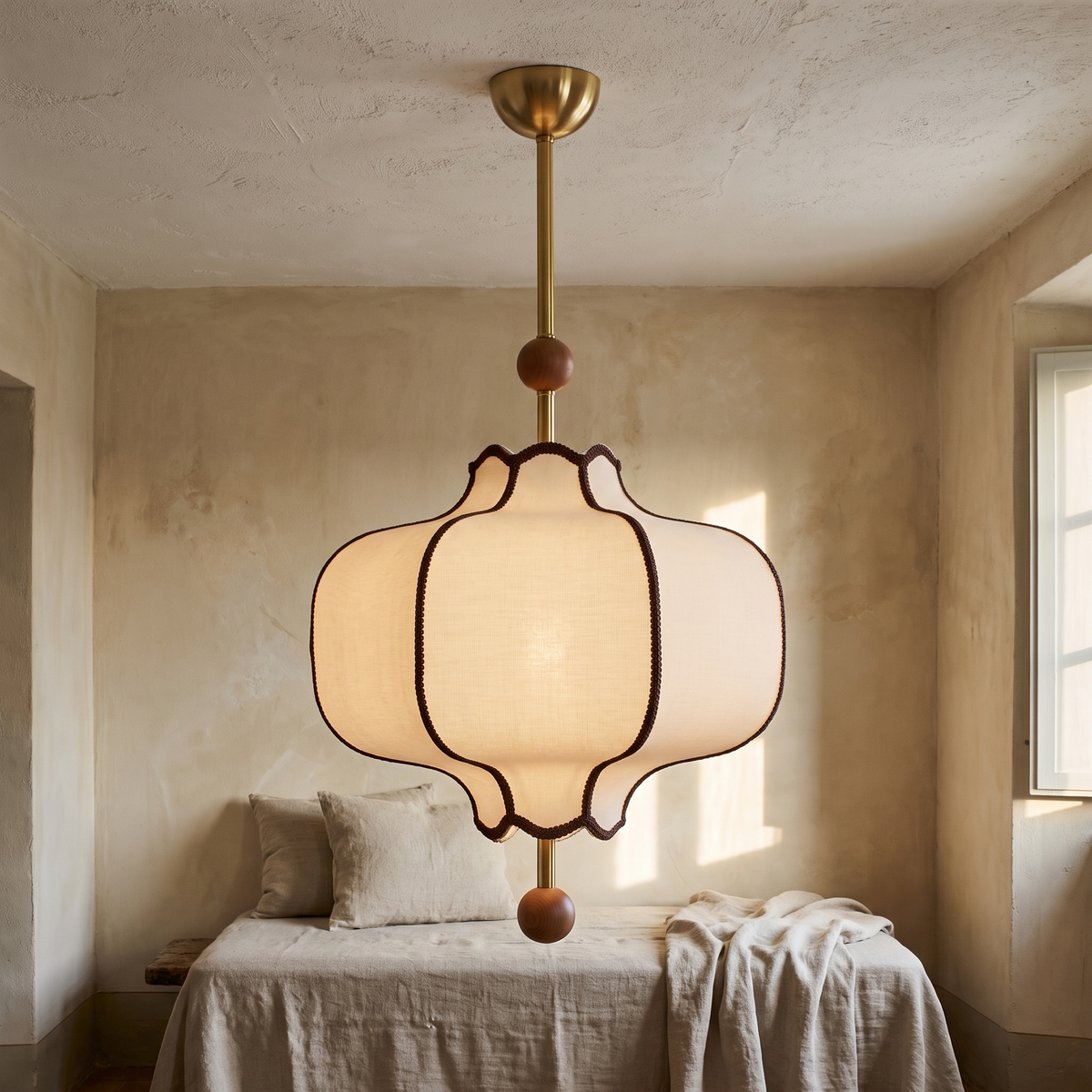 Lantern Fabric Pendant Light in a warm Italian interior