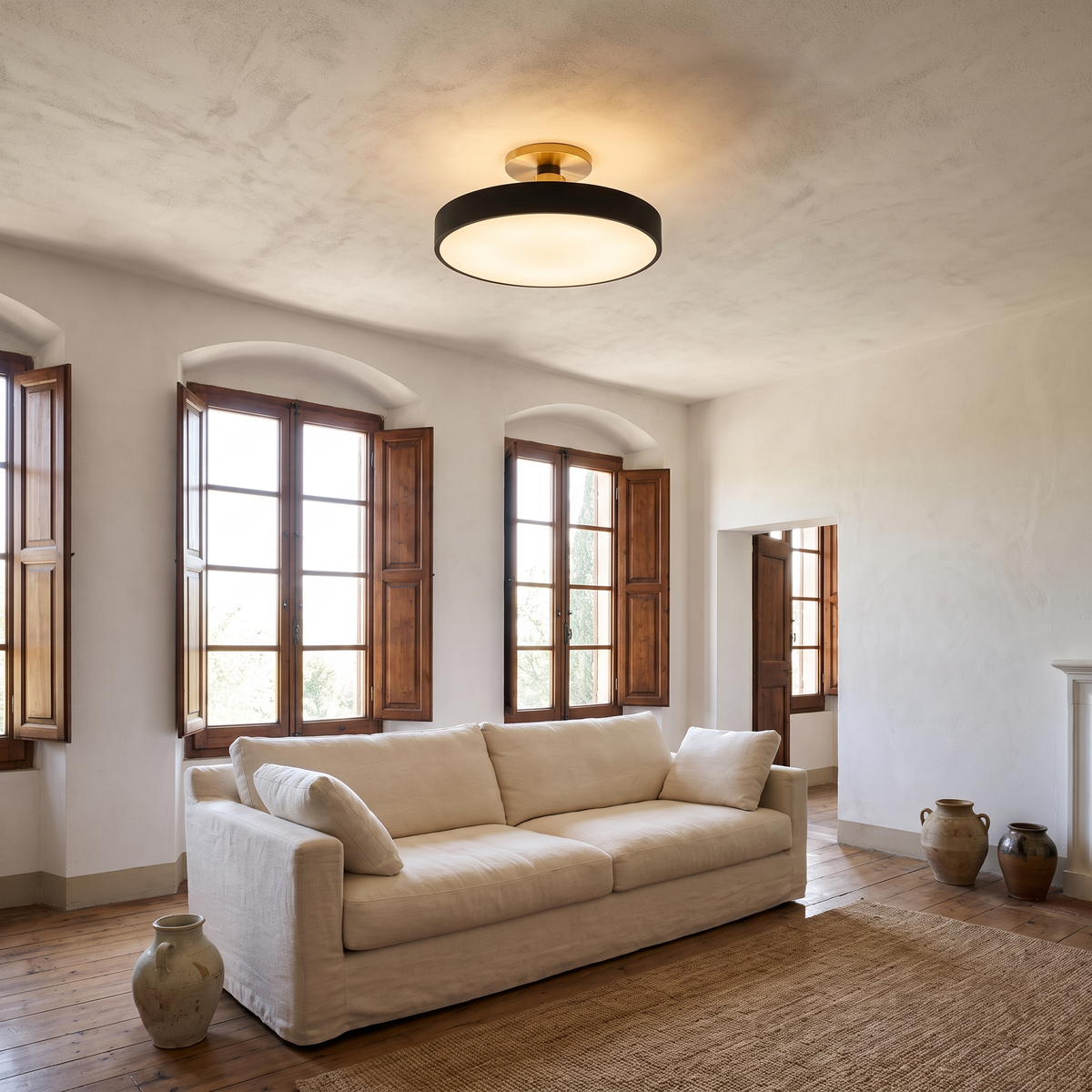 Isla Flush Mount Ceiling Lamp in a warm Italian interior
