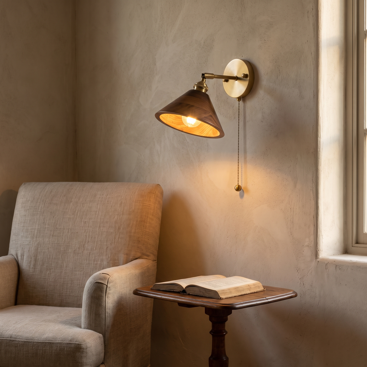 Vintage Wood Wall Lamp in a warm Italian interior