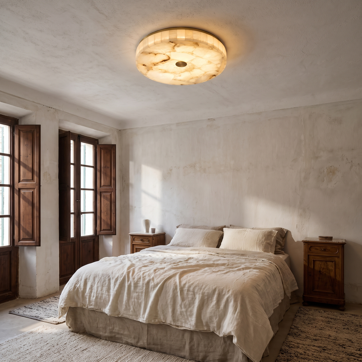 Round Alabaster Ceiling Lamp in a warm Italian interior