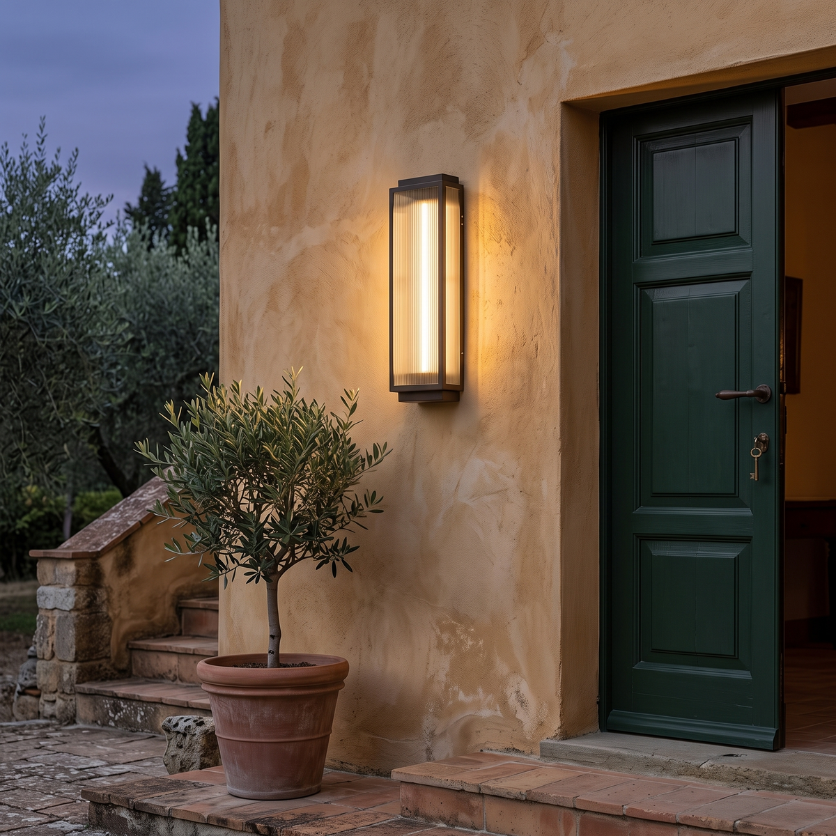 Reeded Glass Outdoor Wall Light at an Italian villa