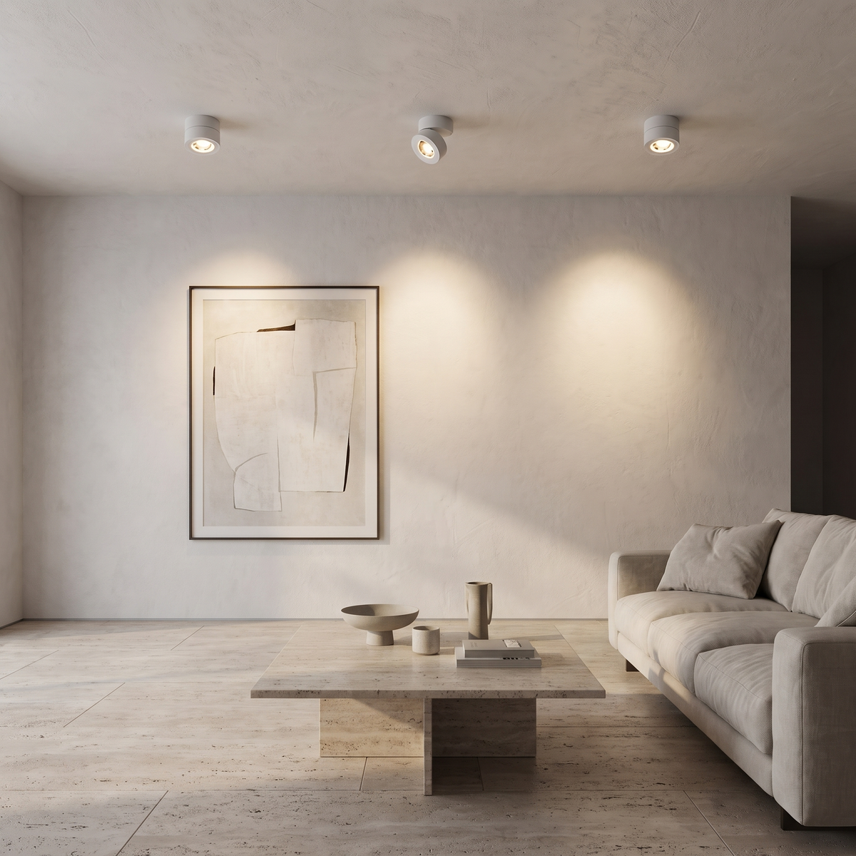 Surface Mounted Adjustable Spotlight in a warm Italian interior