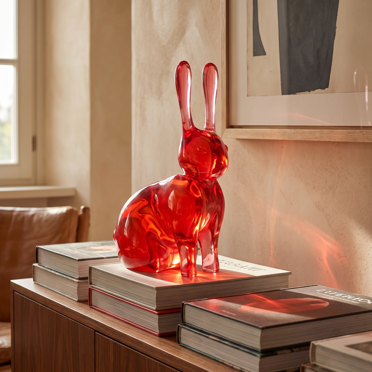 Acrylic Rabbit Objet in a warm Italian interior