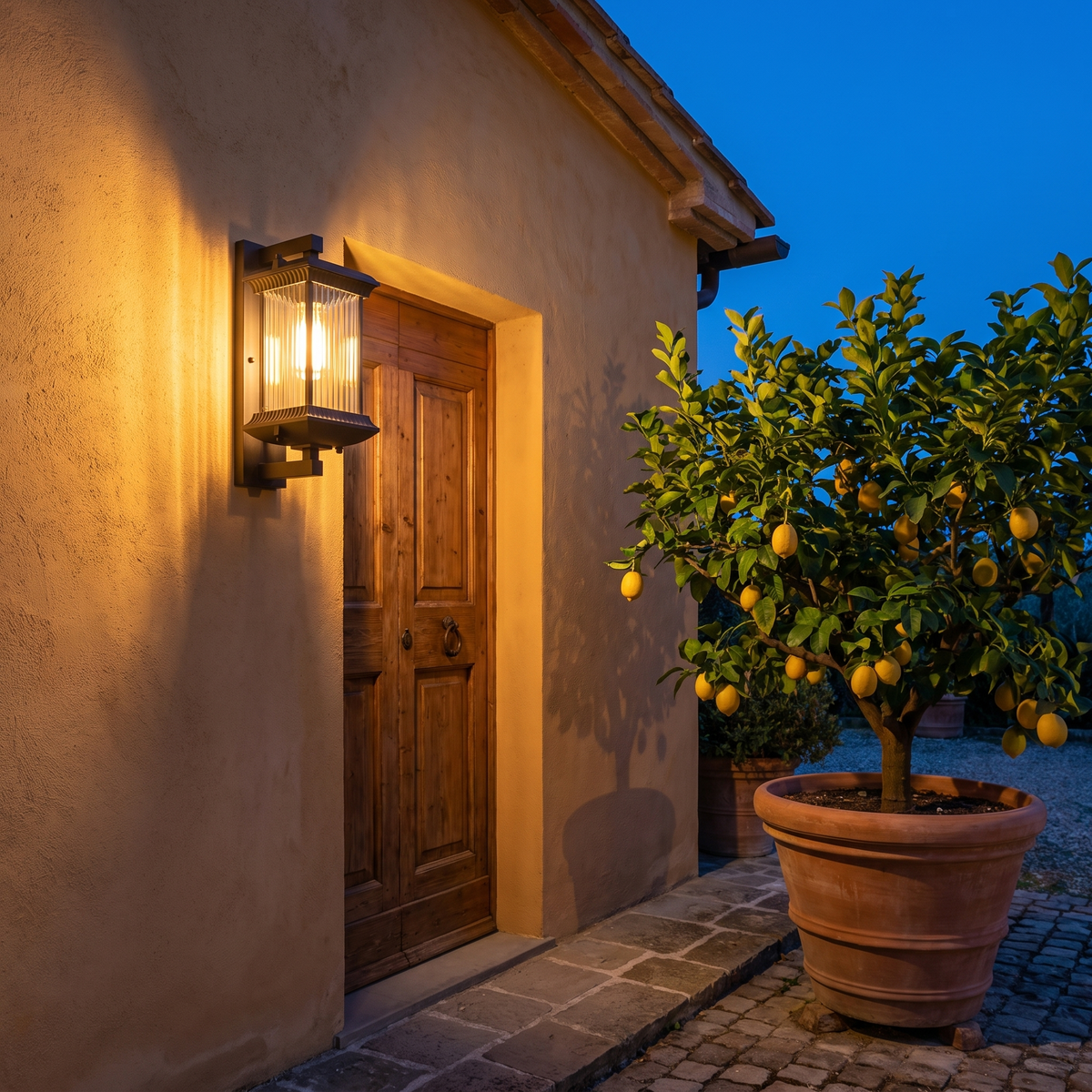 Modern Outdoor Wall Light at an Italian villa