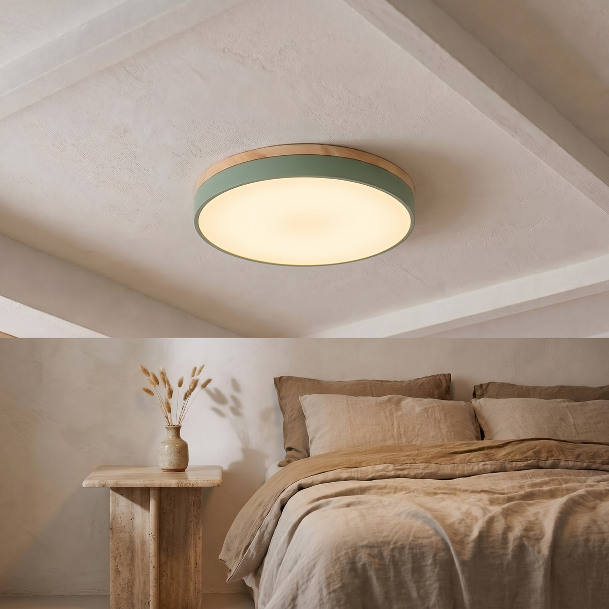 Round Disc Ceiling Light in a warm Italian interior