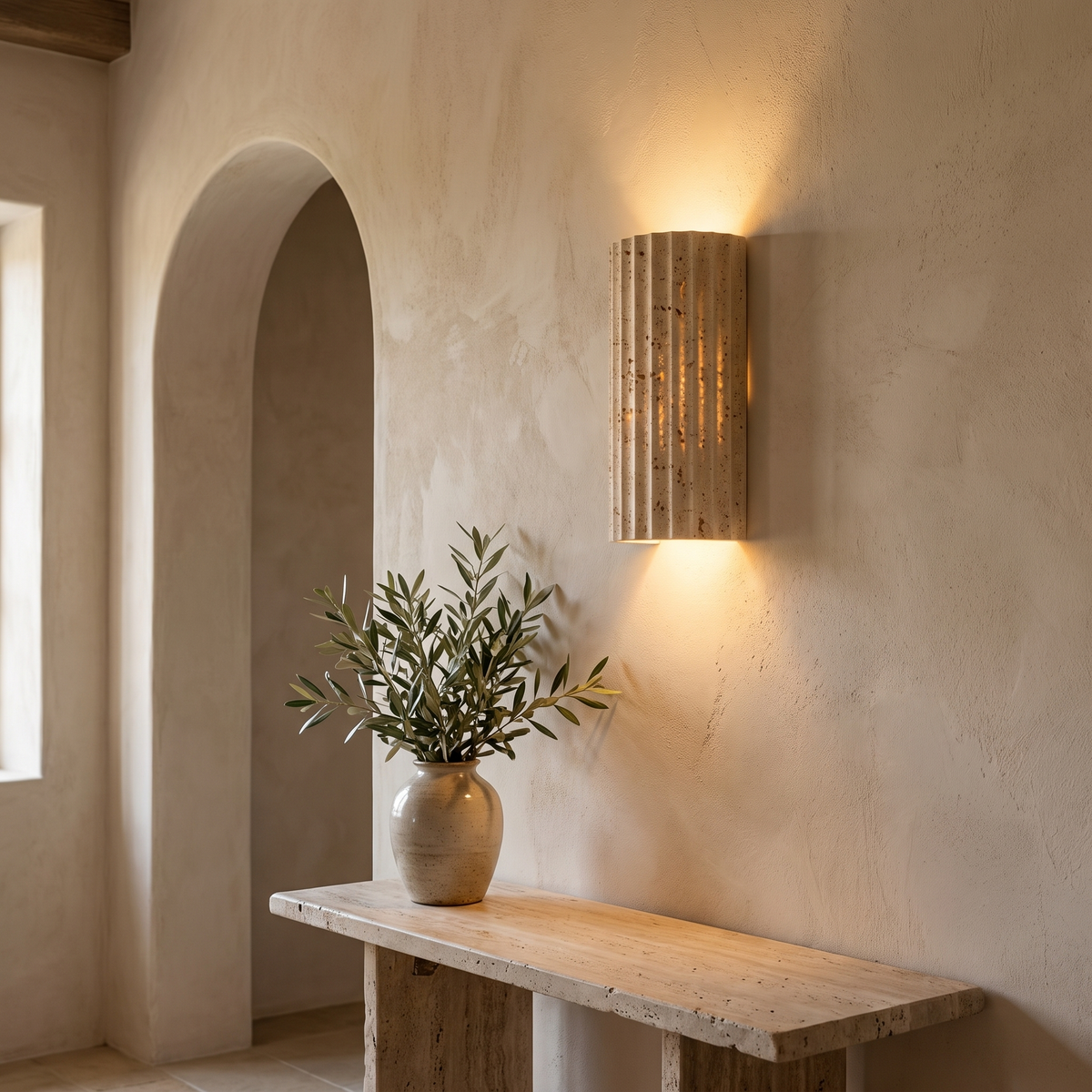 Natural Stone Wall Light in a warm Italian interior