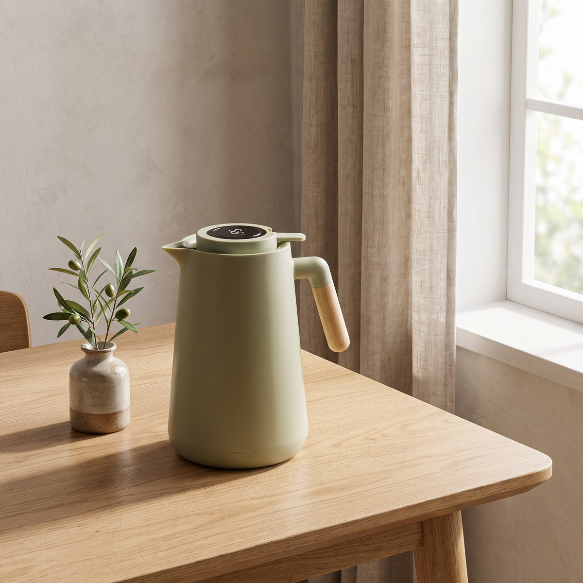 Thermal Jug with Temperature Display in a warm Italian interior