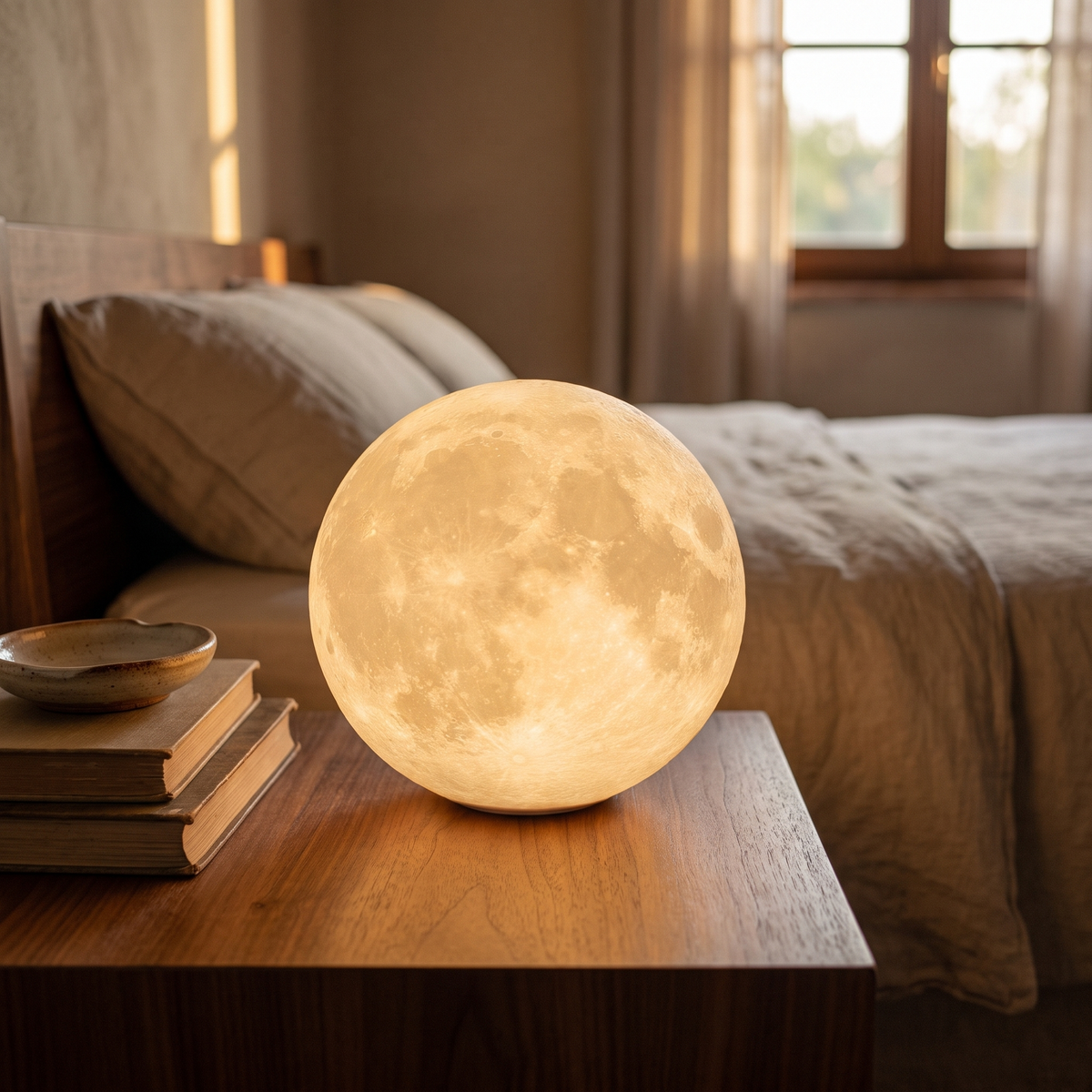 Cordless LED Moon Table Lamp in a warm Italian interior