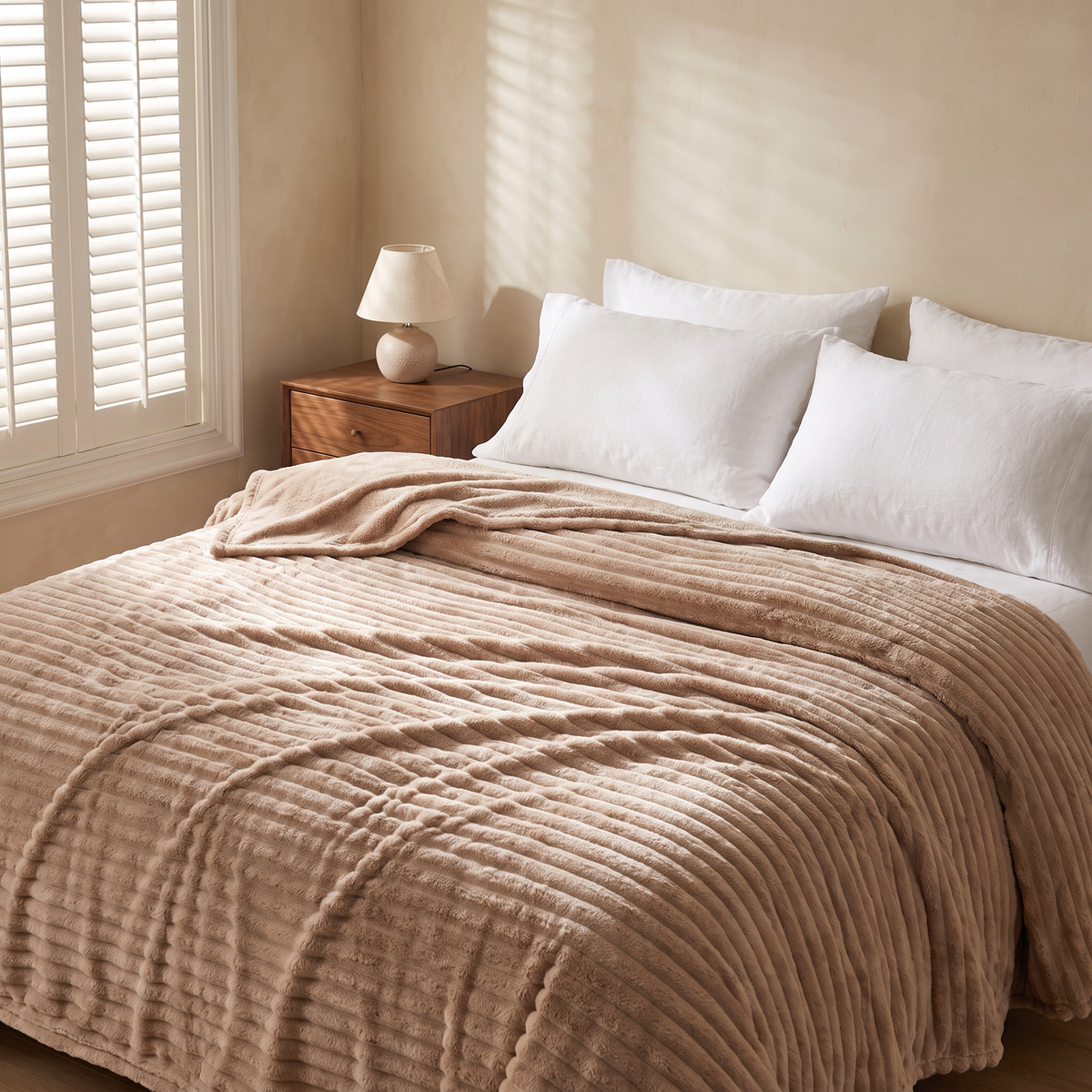 Soft Fleece Bed Blanket in a cosy modern Italian home