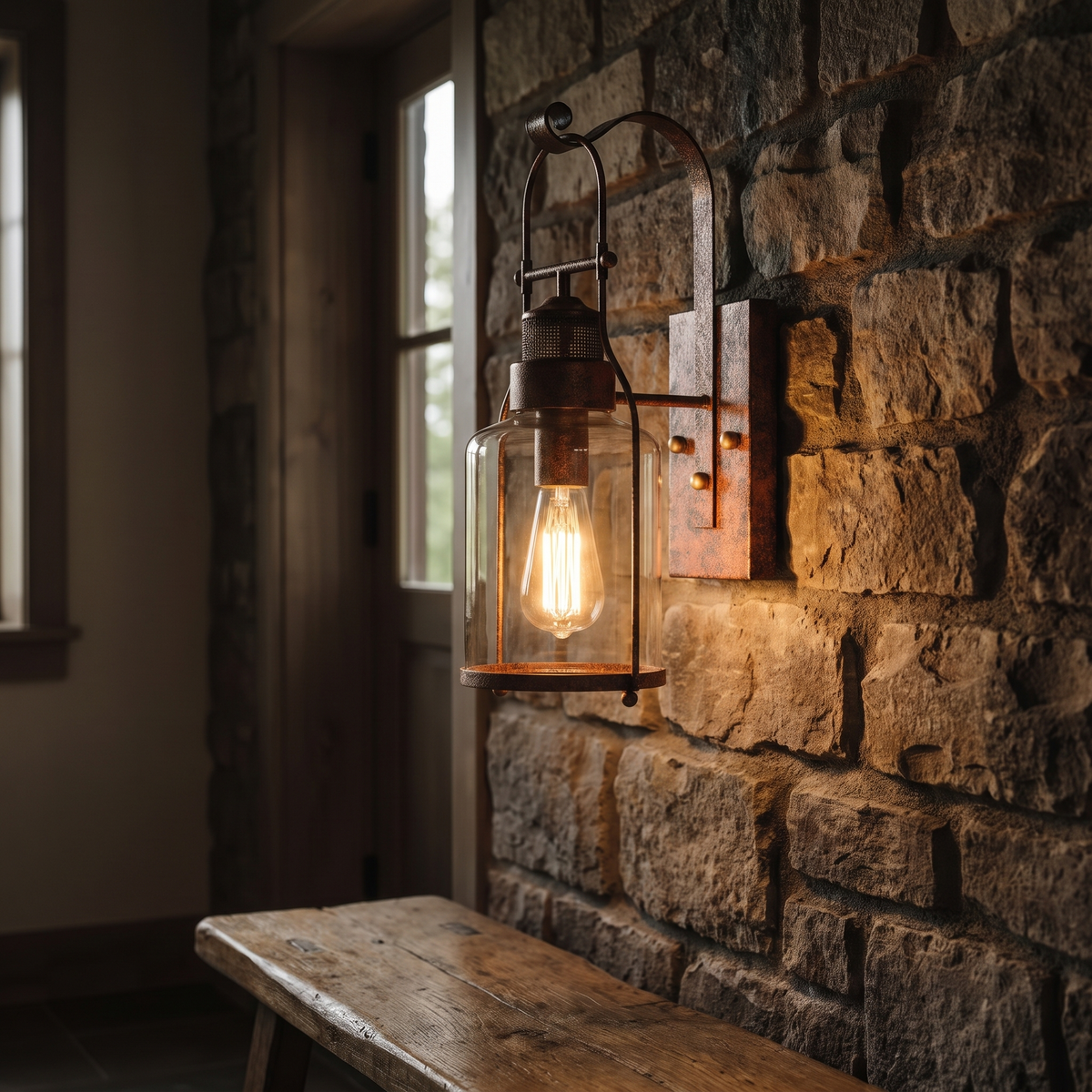 Industrial Glass Jar Wall Sconce in a modern Italian interior