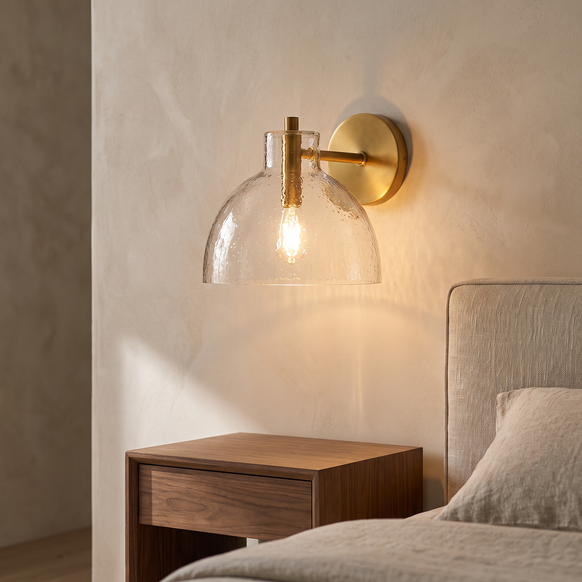 Hand-Blown Glass Wall Sconce in a modern Italian interior