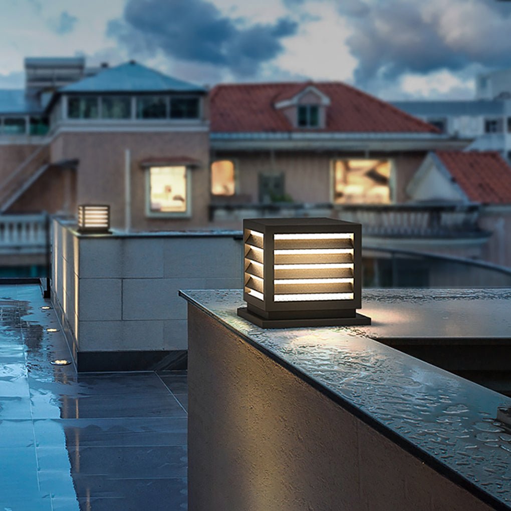 Post Cap Light, Square Solar or Hardwired Pillar Lantern