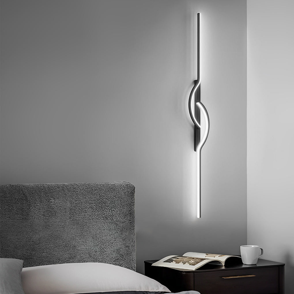 LED Wall Sconce, Black Linear Minimalist Dimmable Light