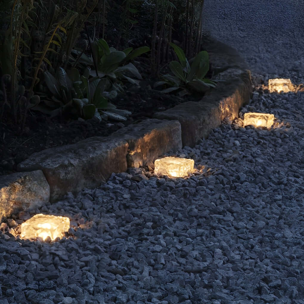 Solar Ice Cube Step Lights, Crystal Garden Path Deck Lamp