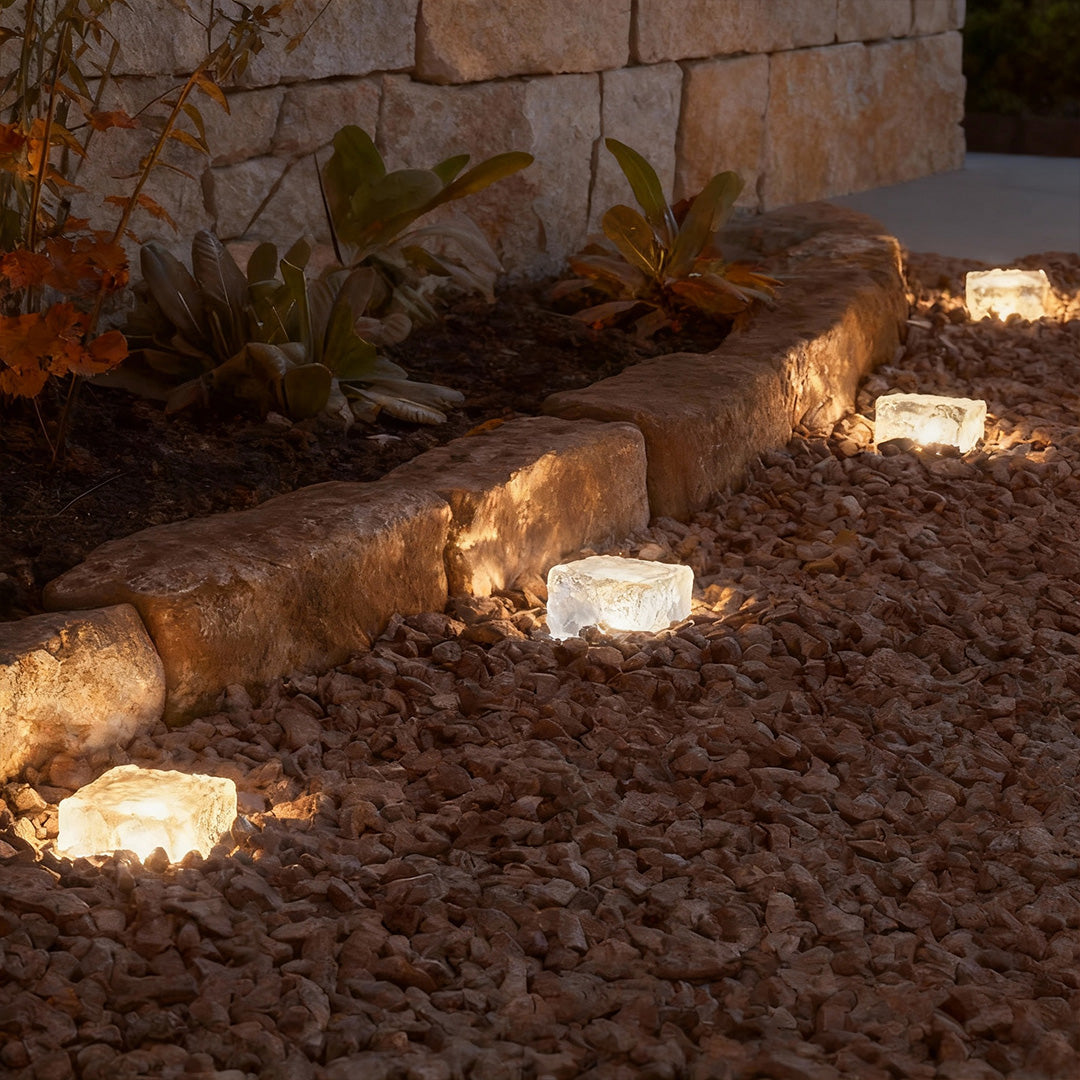 Solar Ice Cube Step Lights, Crystal Garden Path Deck Lamp