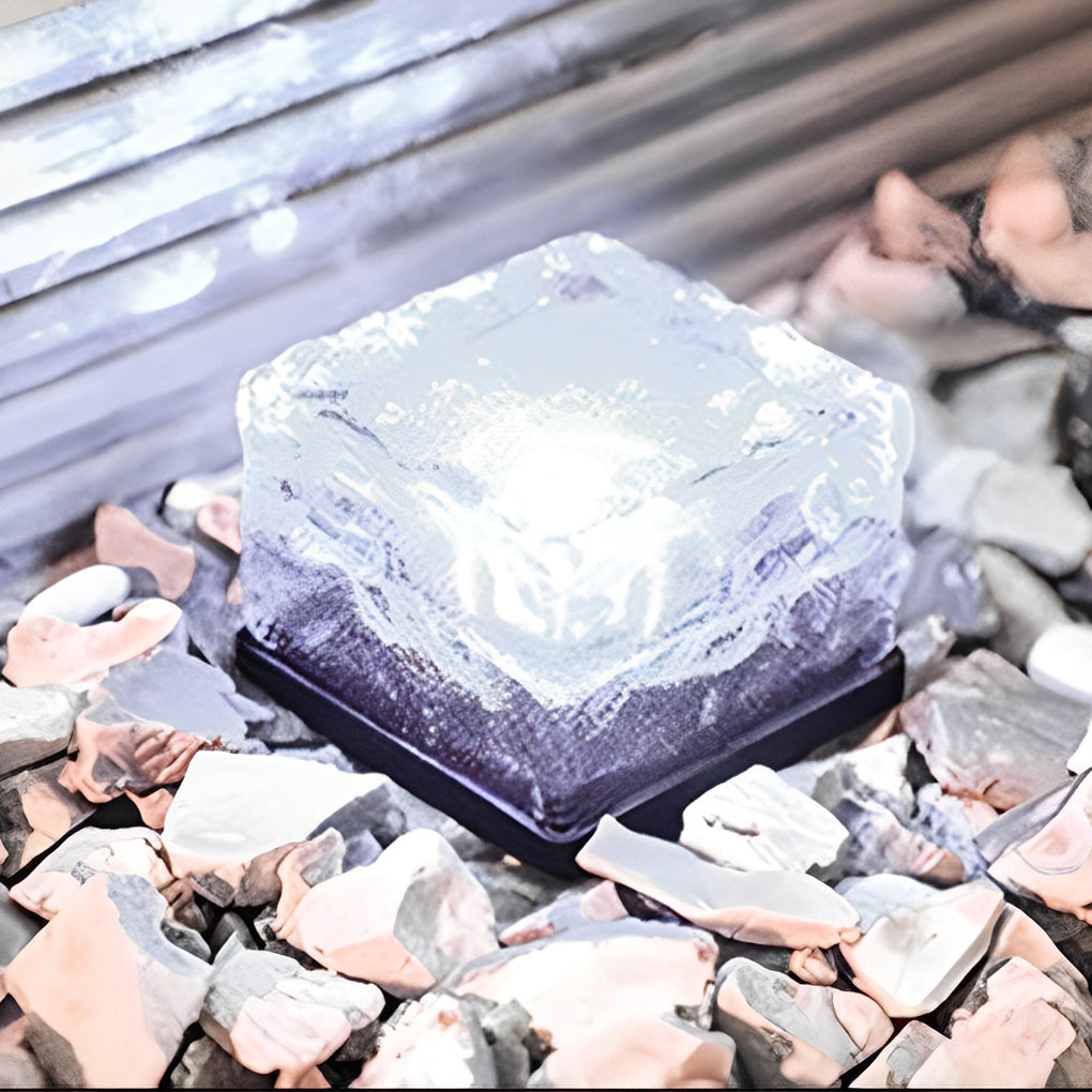 Solar Ice Cube Step Lights, Crystal Garden Path Deck Lamp